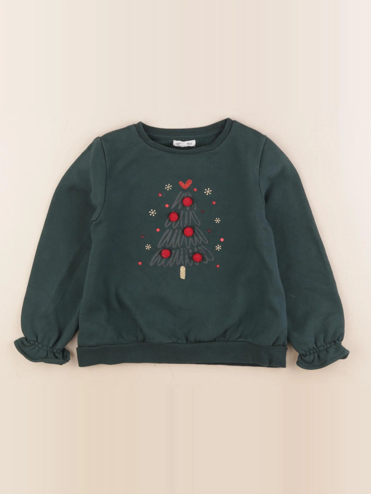 Vertbaudet - sweat or, vert - 6 ans