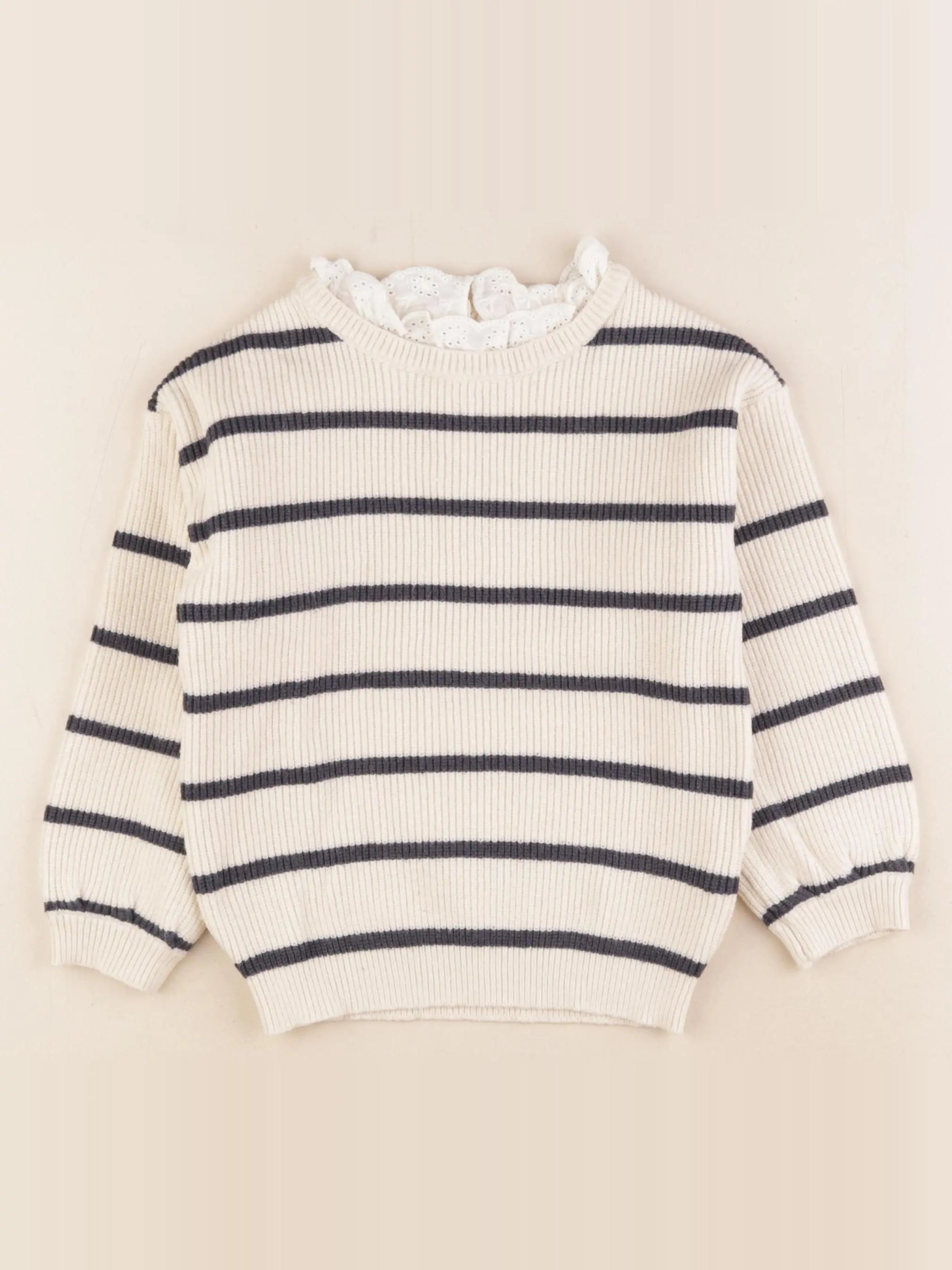 Vertbaudet - pull beige, bleu - 5 ans