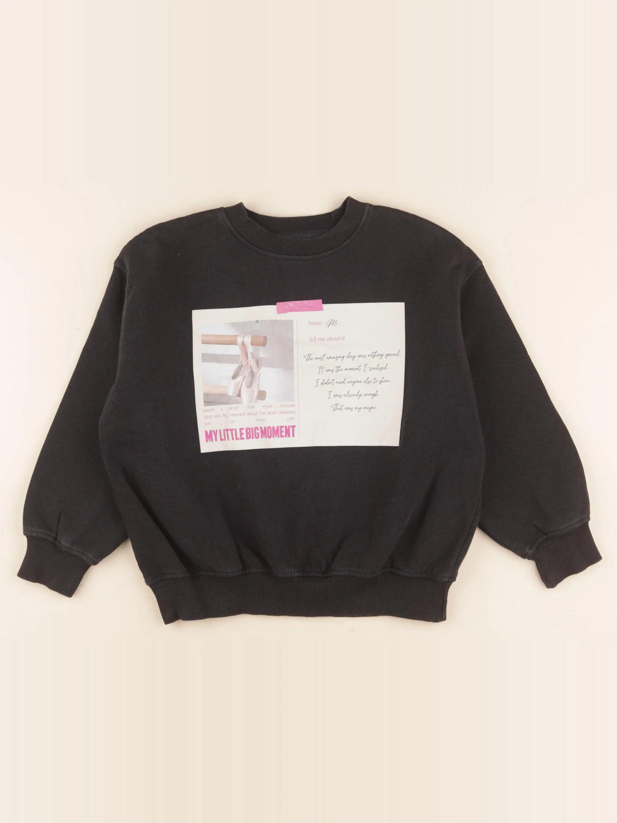 Zara - sweat imprimé au dos noir - 6/7 ans