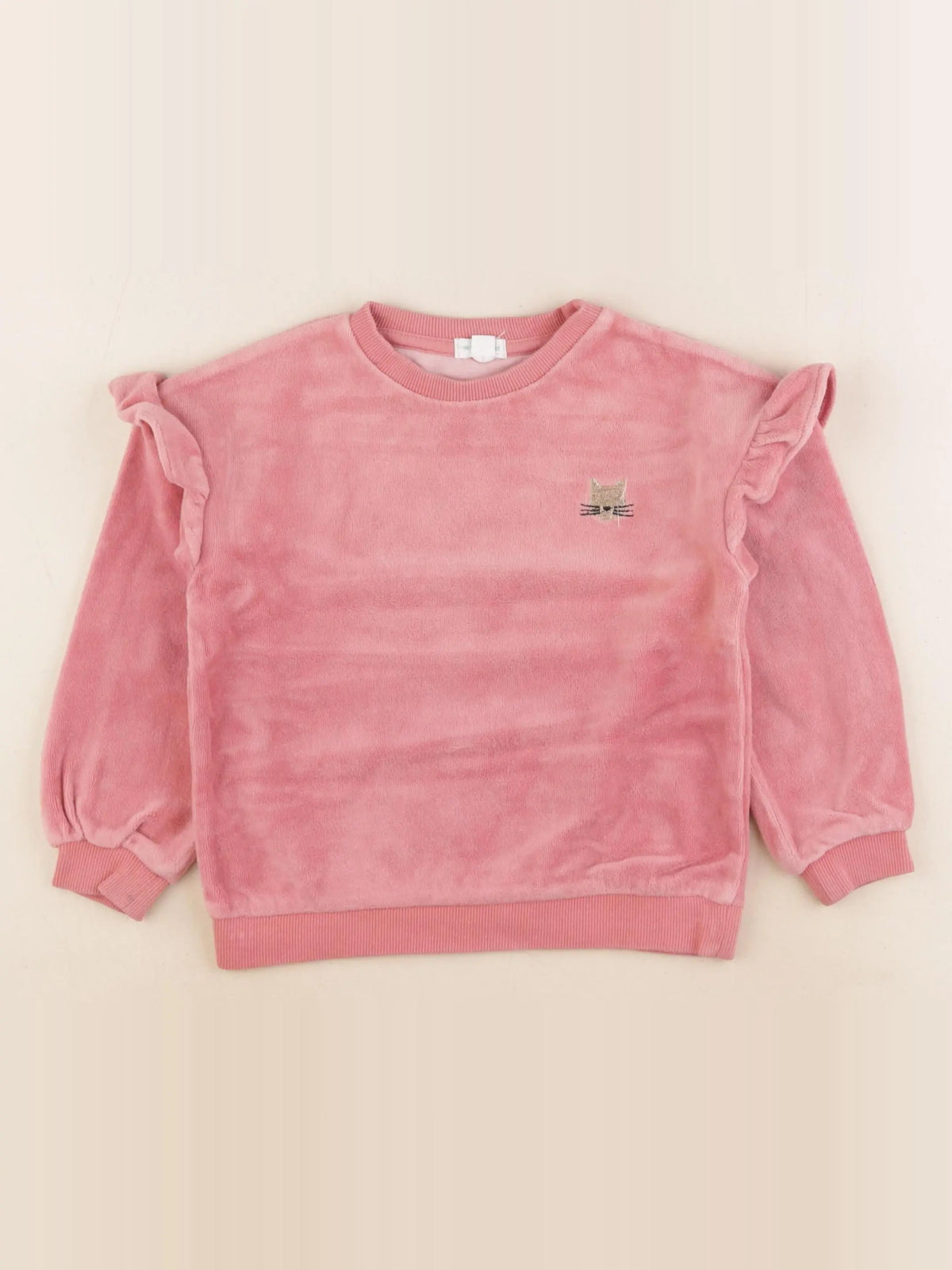 Vertbaudet - sweat velours rose, or - 4 ans