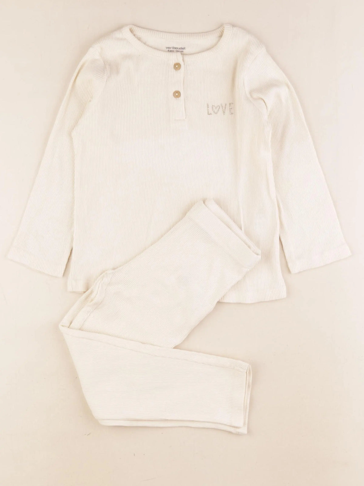 Vertbaudet - pyjama coton beige - 4 ans