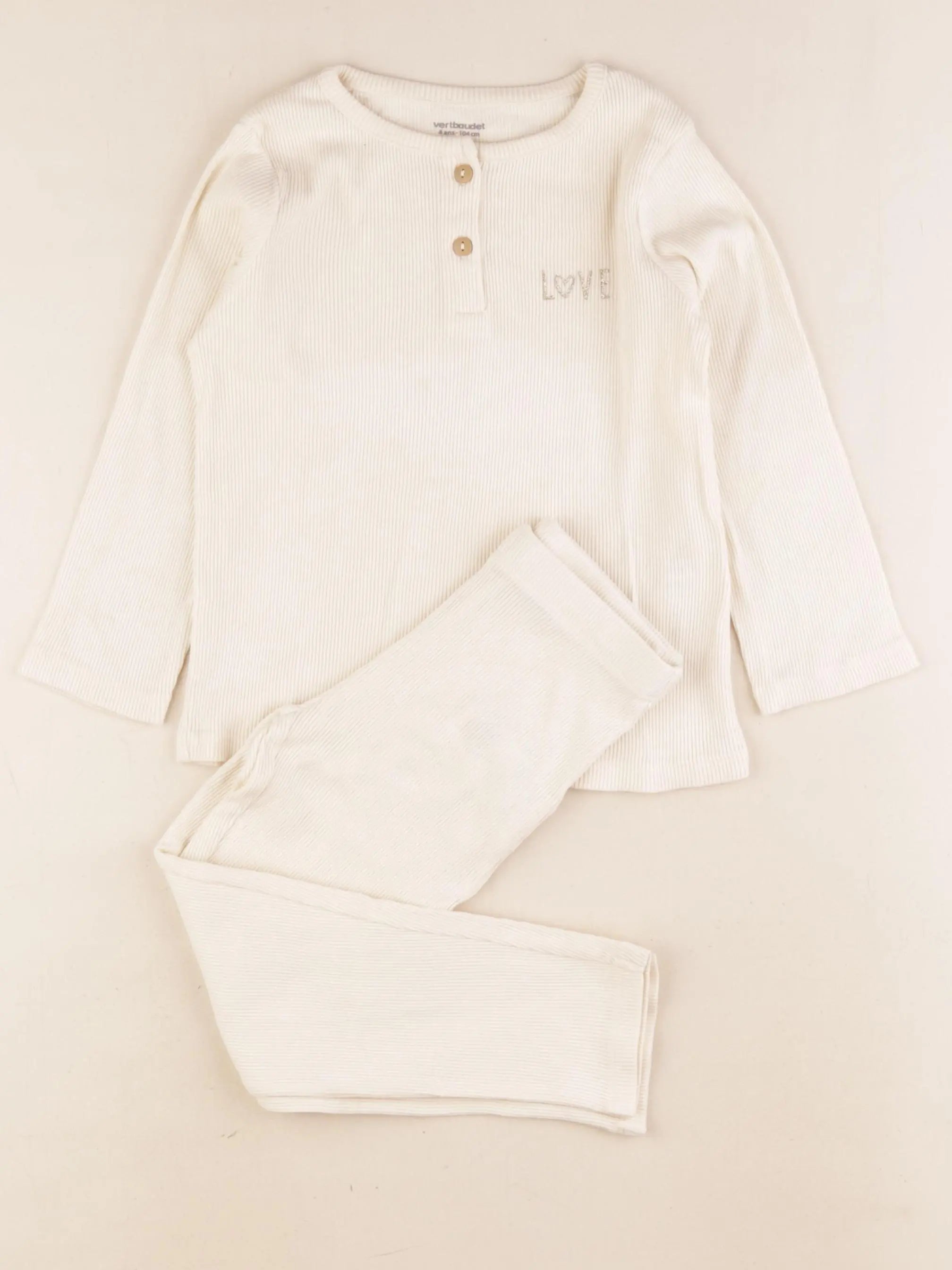 Vertbaudet - pyjama coton beige - 4 ans