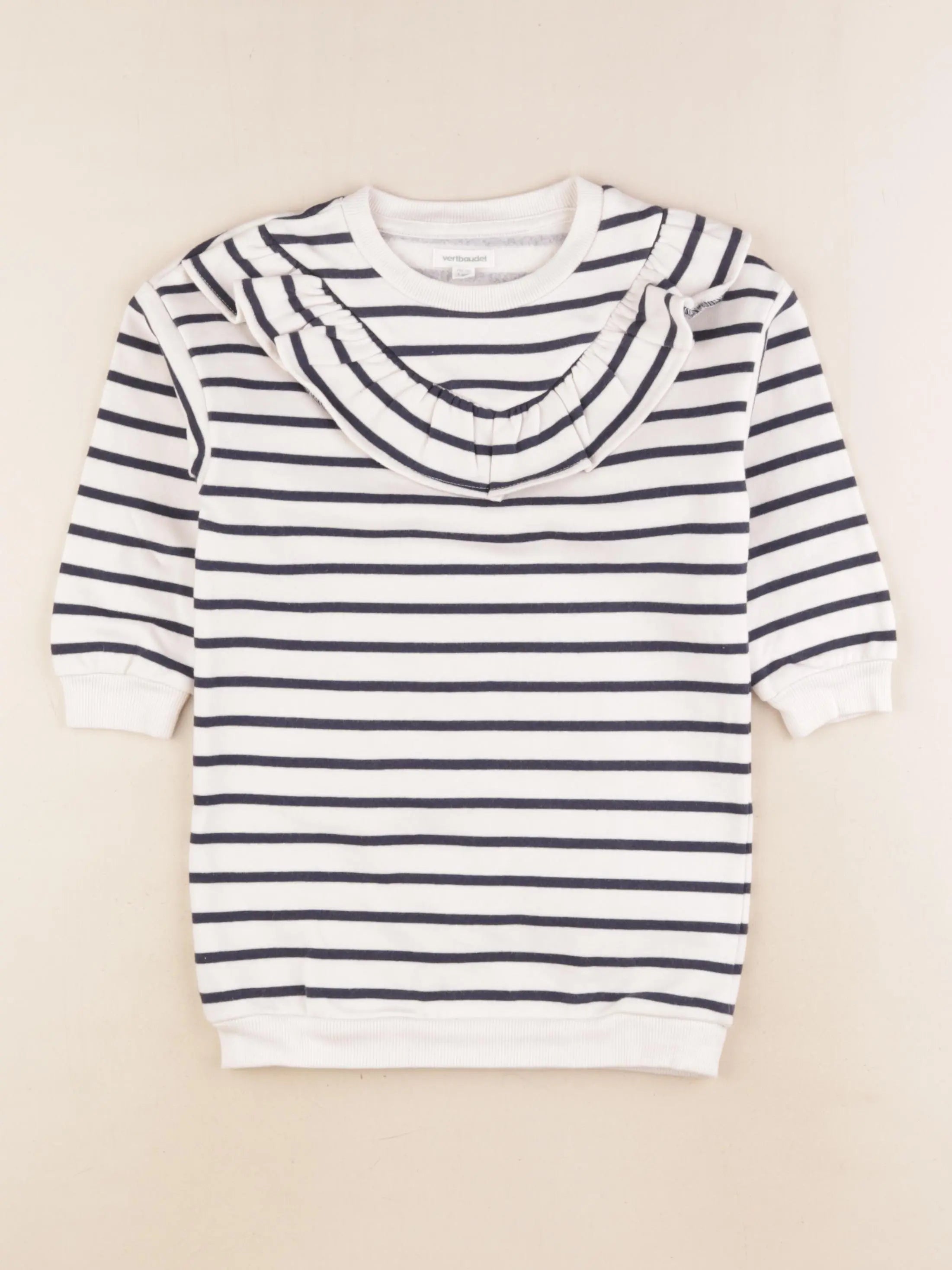 Vertbaudet - robe coton blanc, bleu - 4 ans