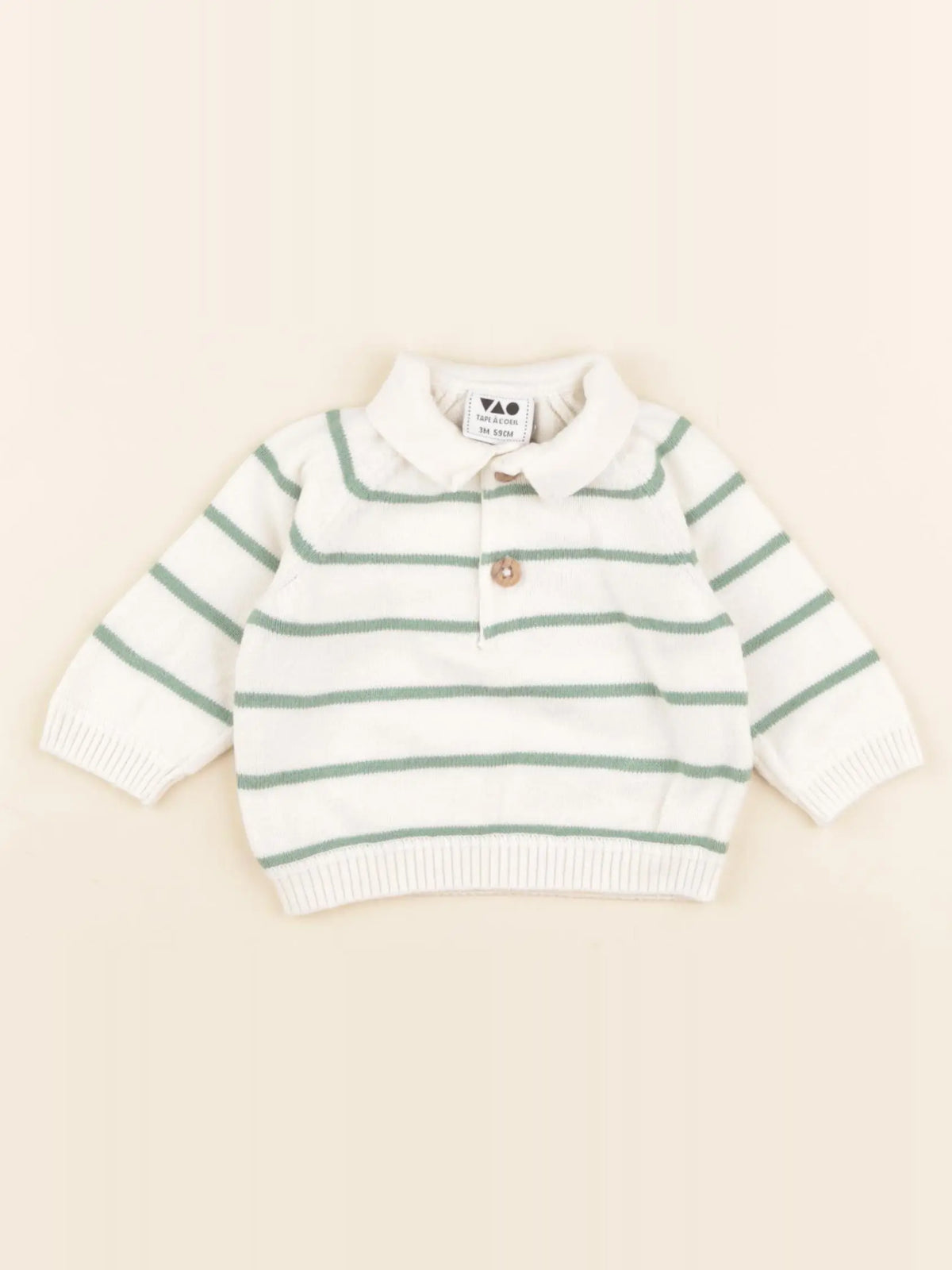 Tape à l'oeil - pull beige, vert - 3 mois