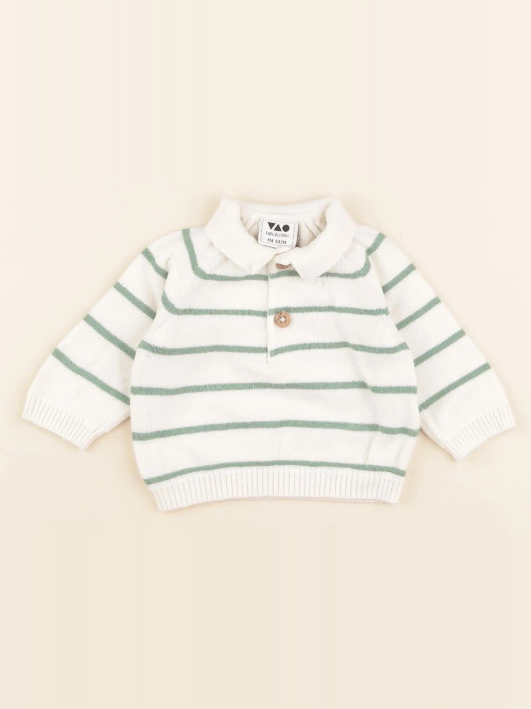 Tape à l'oeil - pull beige, vert - 3 mois