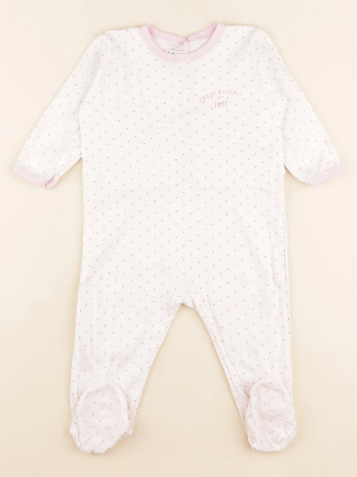 Petit Bateau - pyjama coton blanc, rose - 18 mois