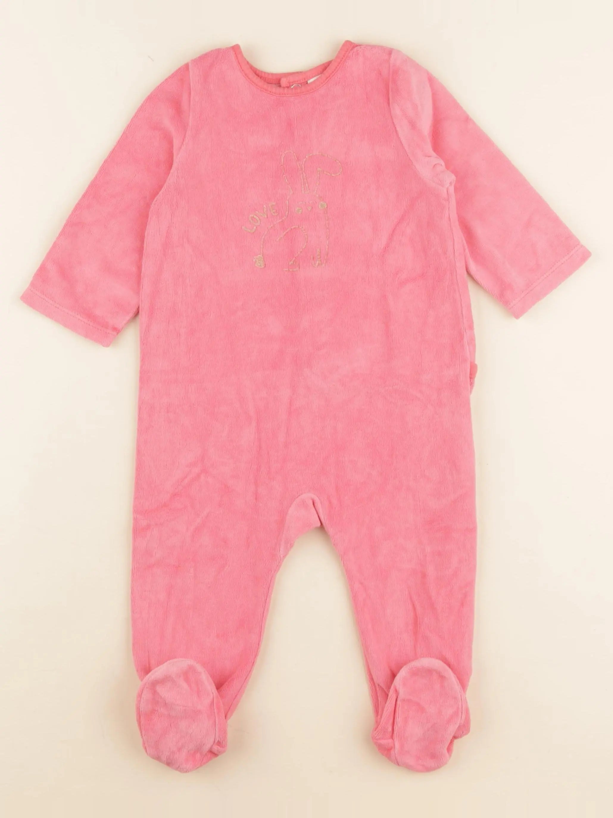 Tape à l'oeil - pyjama velours rose - 9 mois