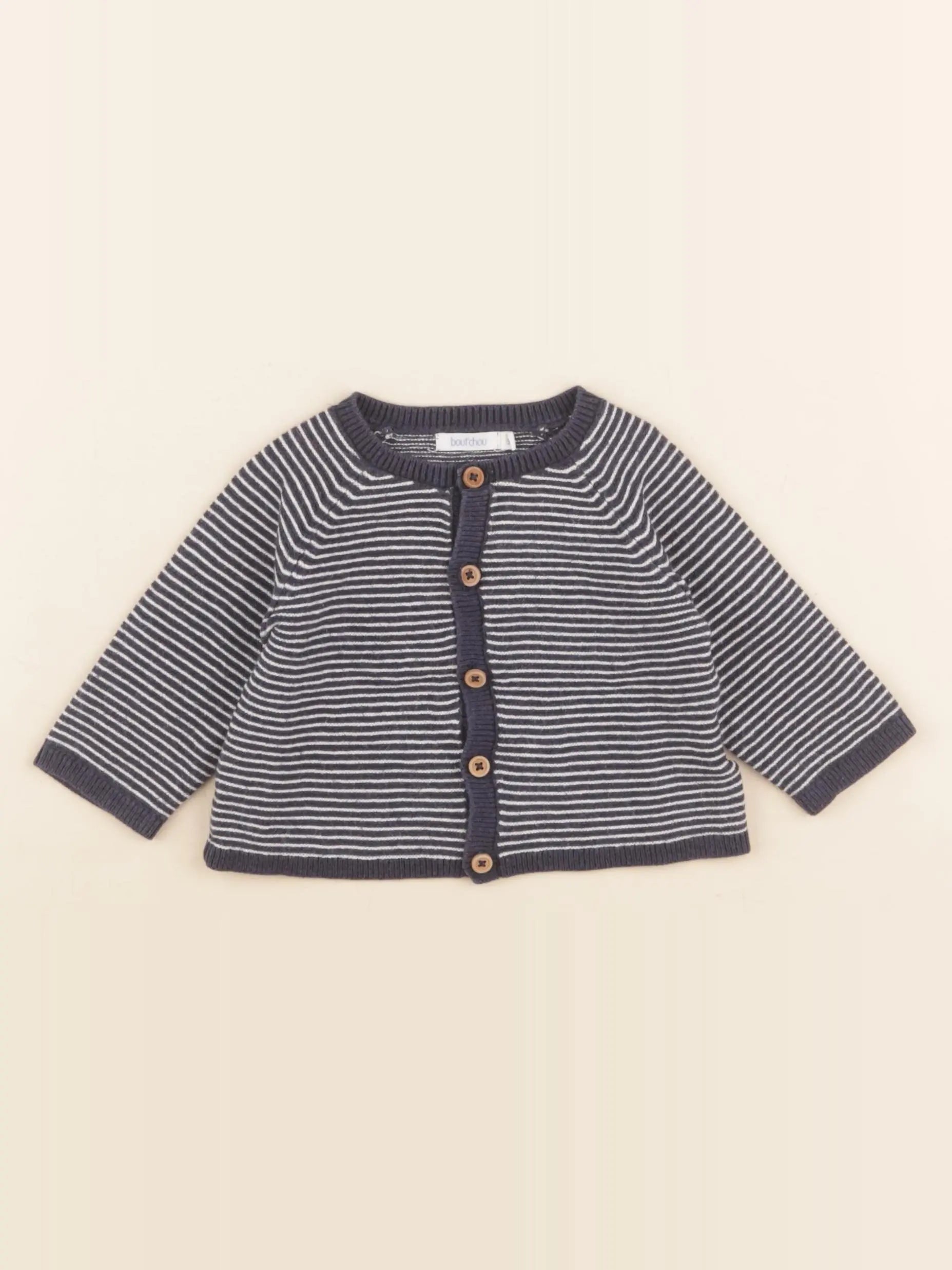 Boutchou - gilet bleu, blanc - 3 mois