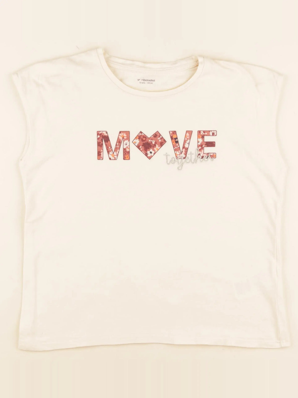 Vertbaudet - tee-shirt beige - 10 ans