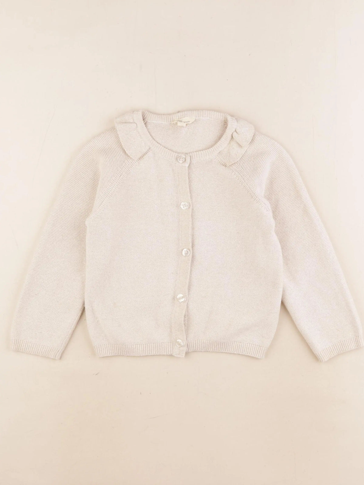 Little Cigogne - gilet beige, or - 3 ans