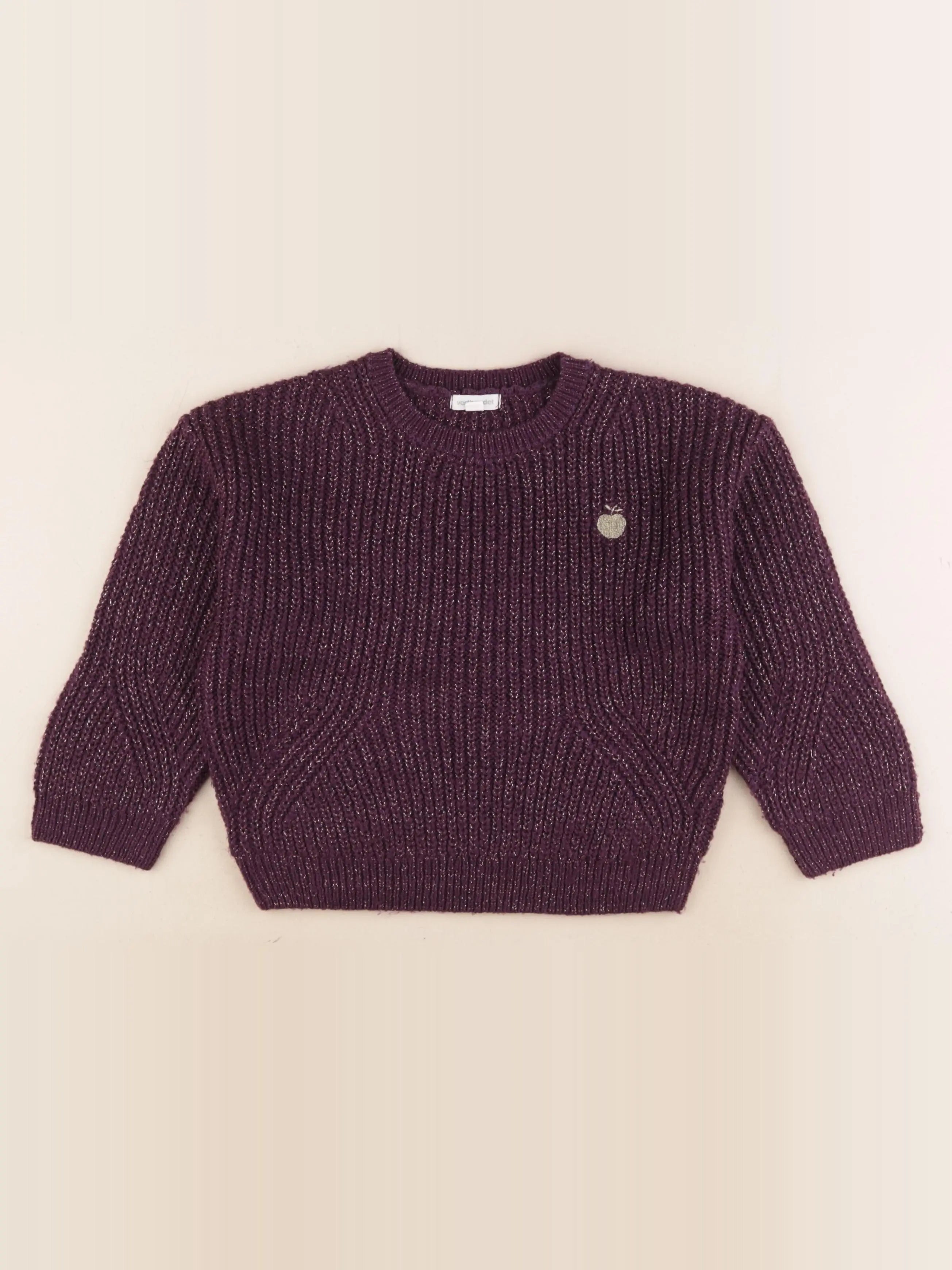 Vertbaudet - pull violet, or - 6 ans