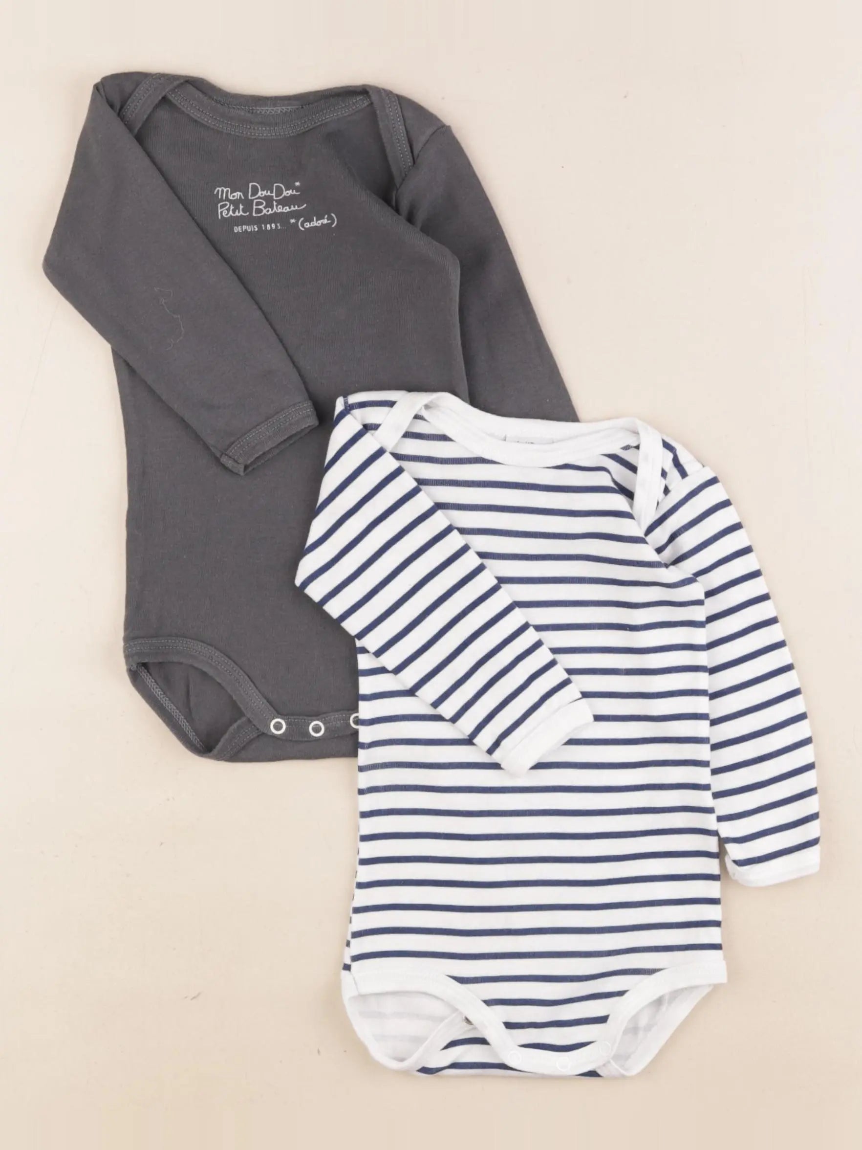 Petit Bateau - lot de 2 bodies en coton multicolore - 6 mois