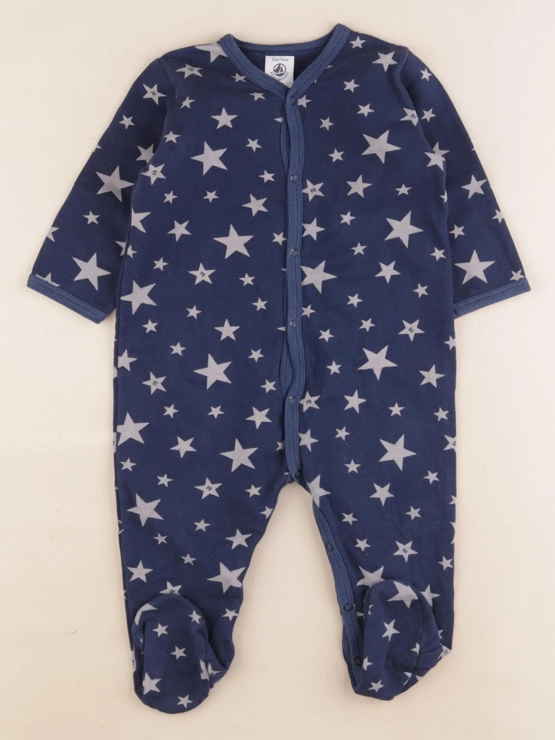 Petit Bateau - pyjama coton bleu - 12 mois