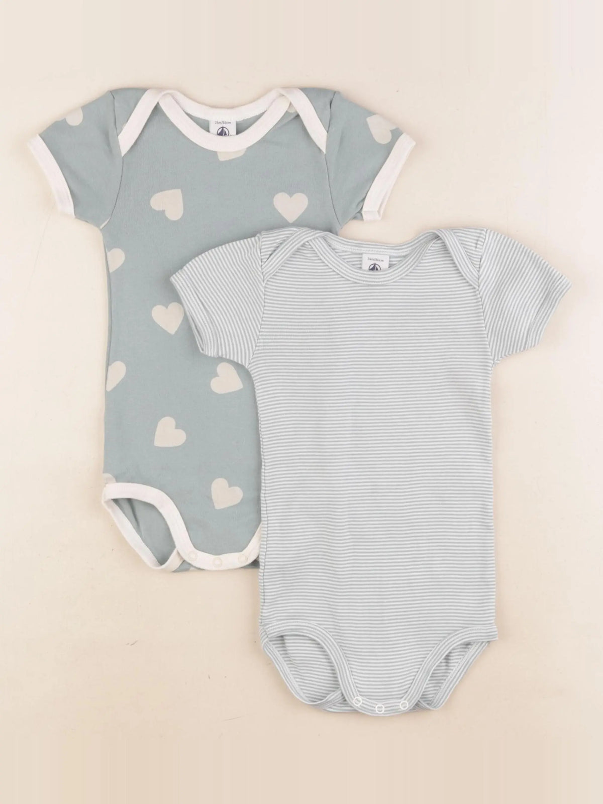Petit Bateau - lot de 2 bodies en coton vert - 24 mois
