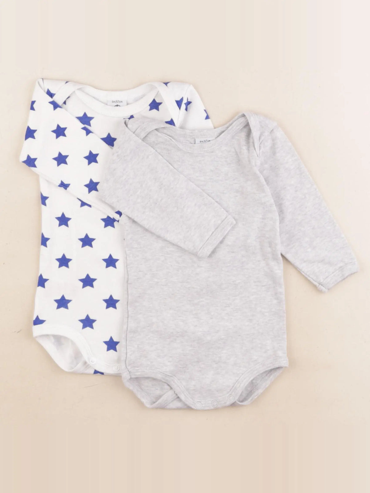Petit Bateau - lot de 2 bodies en coton multicolore - 6 mois