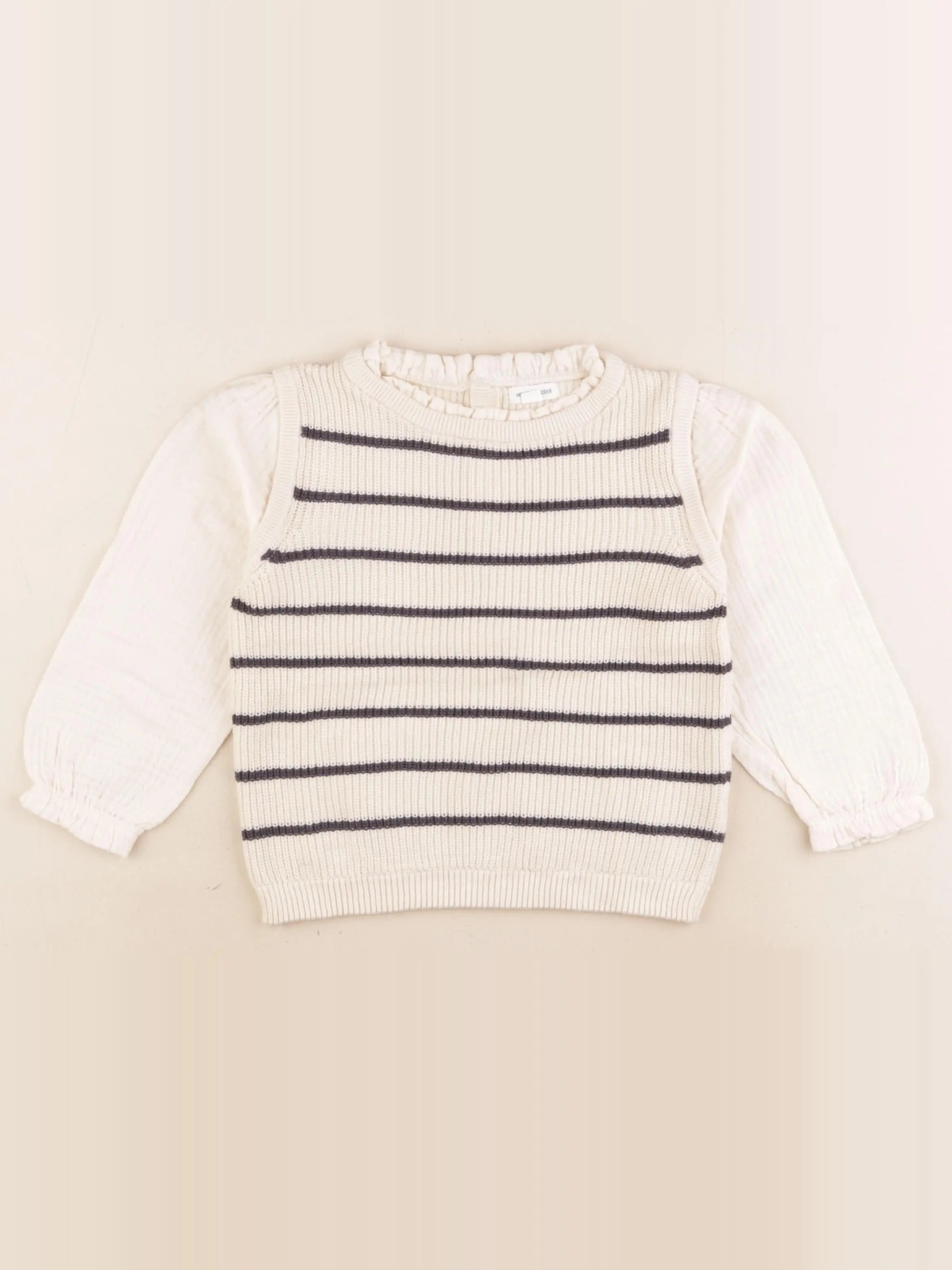 Vertbaudet - pull beige - 3 ans