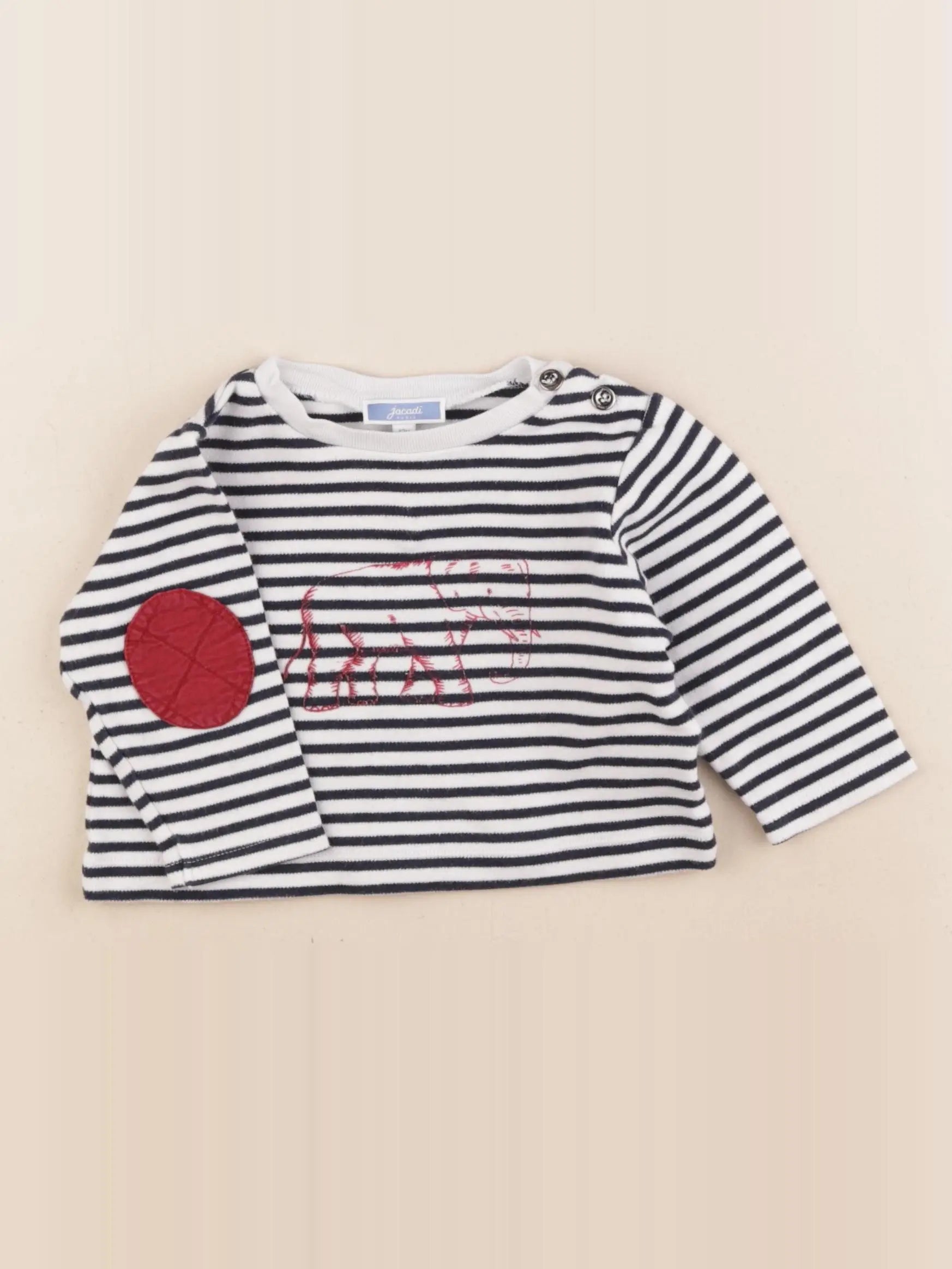 Jacadi - pull blanc, bleu - 12 mois
