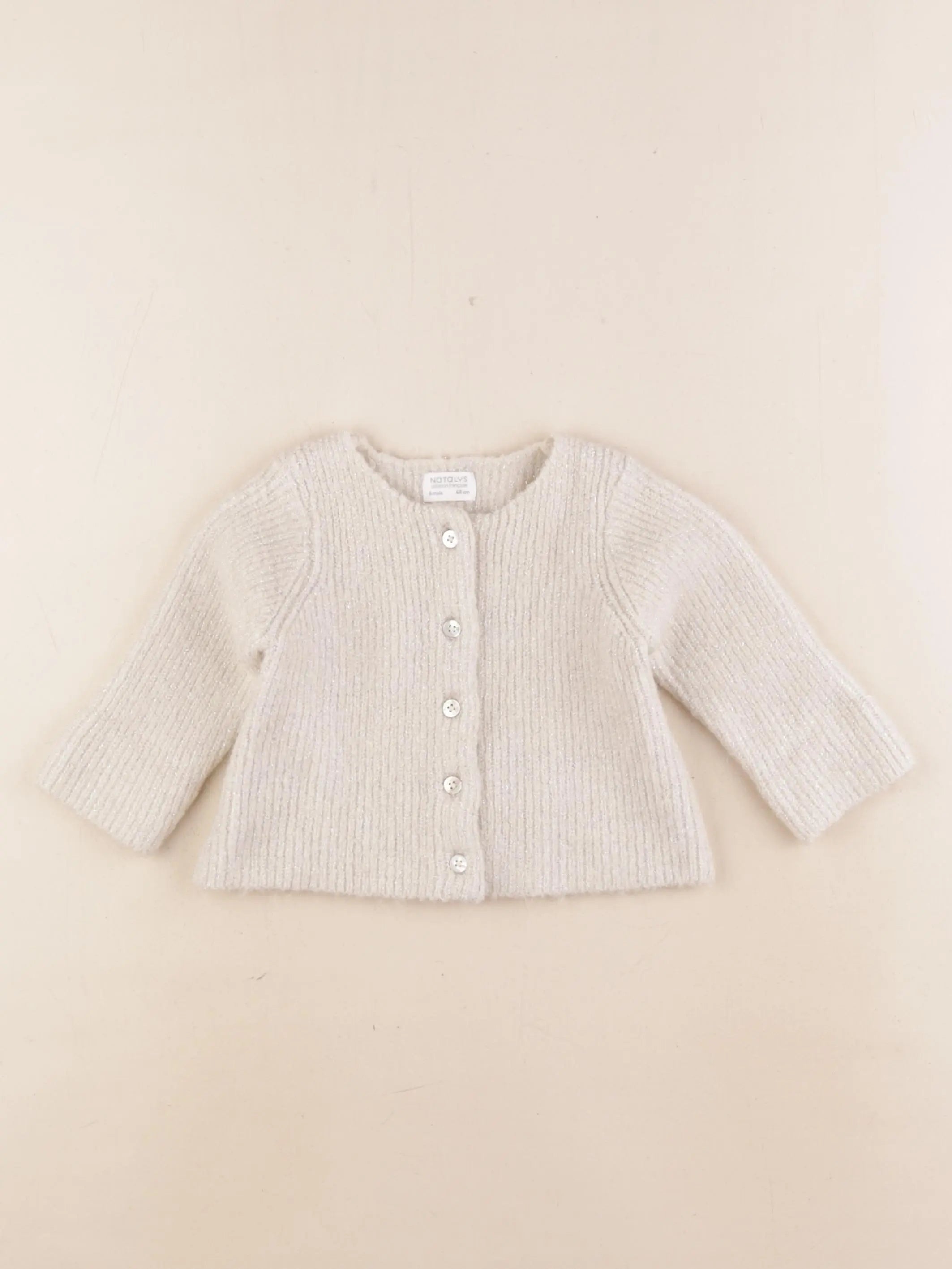 Natalys - gilet beige, argent - 6 mois