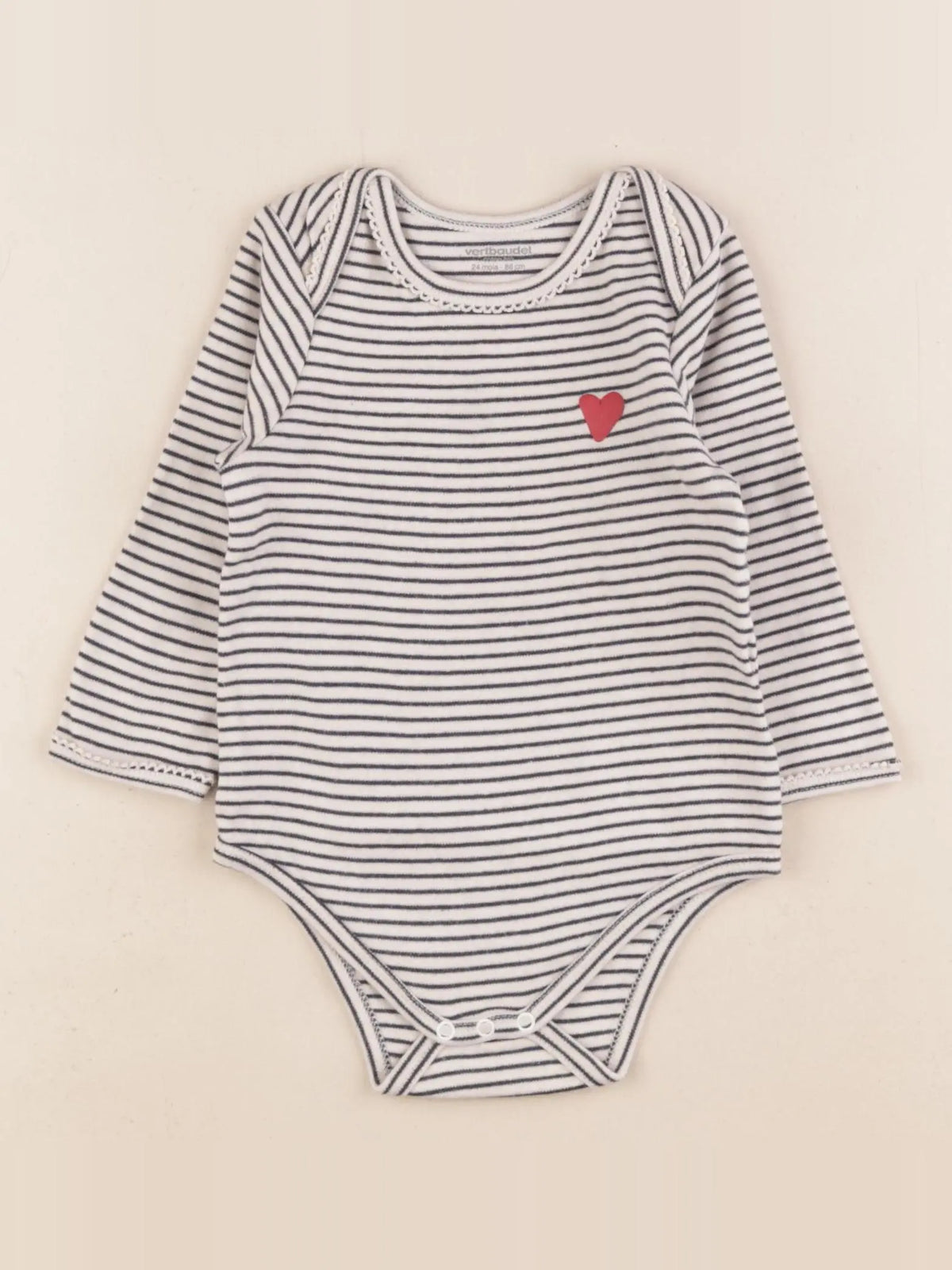 Vertbaudet - body bleu, blanc - 24 mois