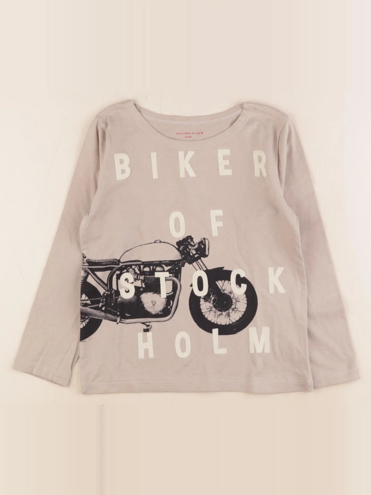 Monoprix - tee-shirt beige - 6 ans