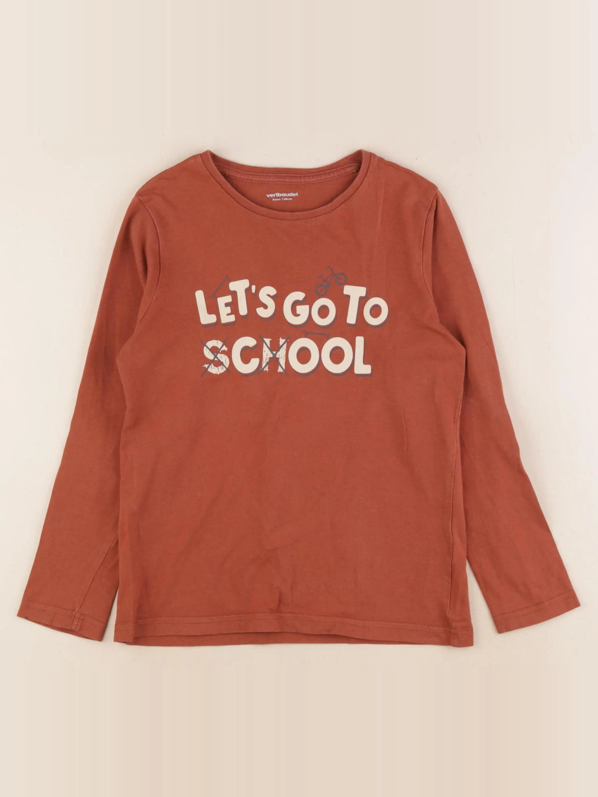 Vertbaudet - tee-shirt marron - 8 ans