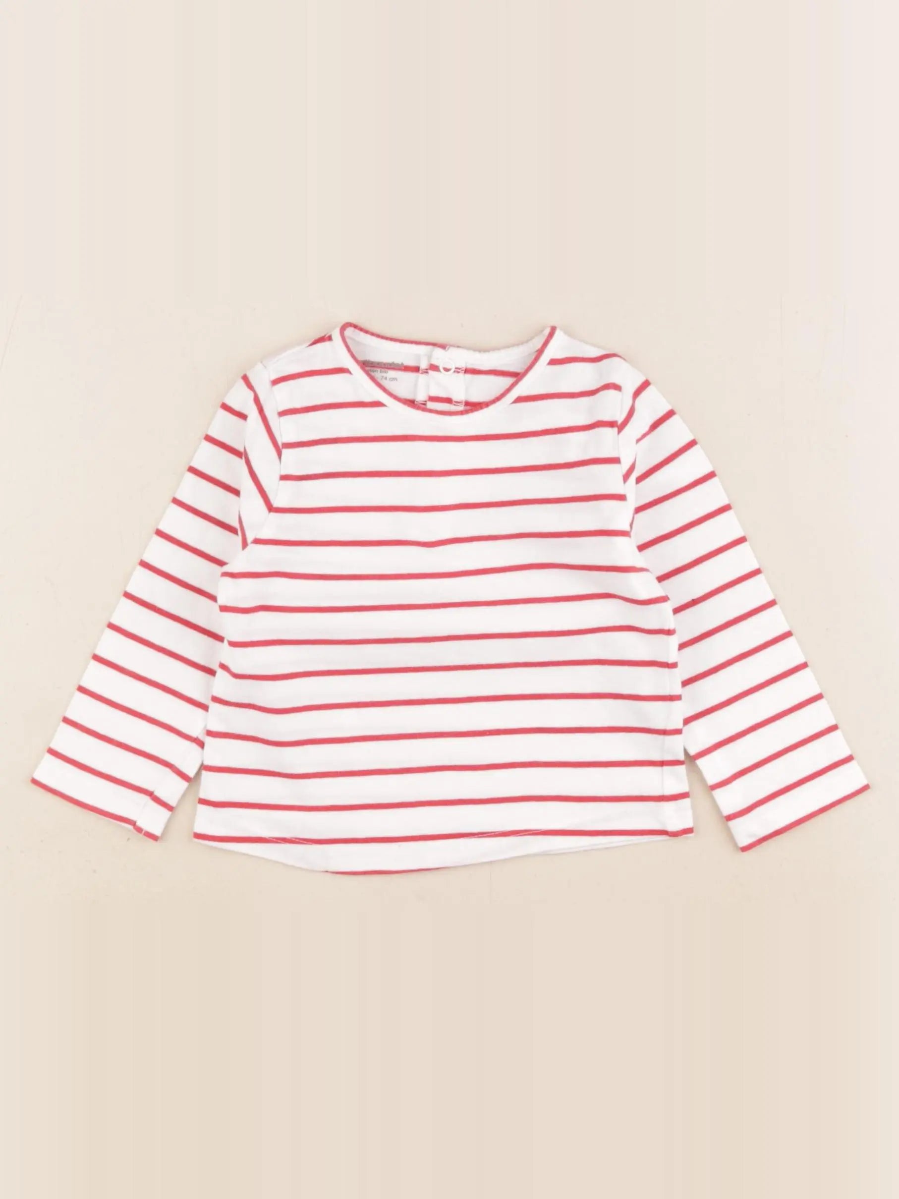Vertbaudet - tee-shirt blanc, rouge - 12 mois