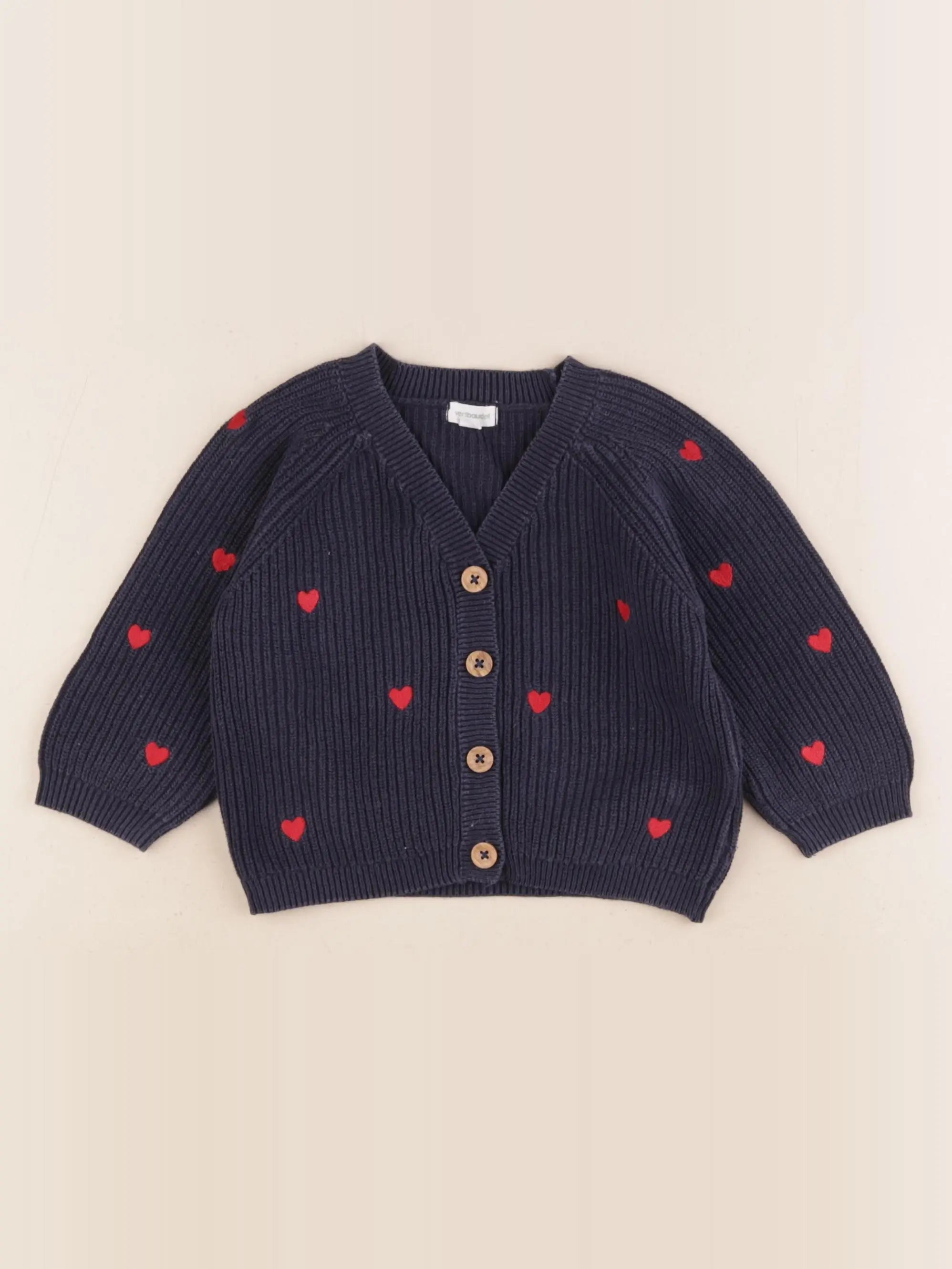 Vertbaudet - gilet bleu, rouge - 12 mois