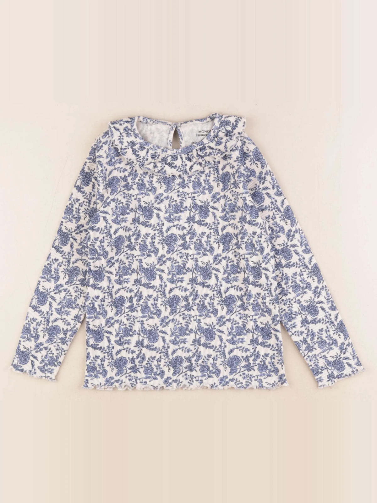 Monoprix - tee-shirt beige, bleu - 6 ans