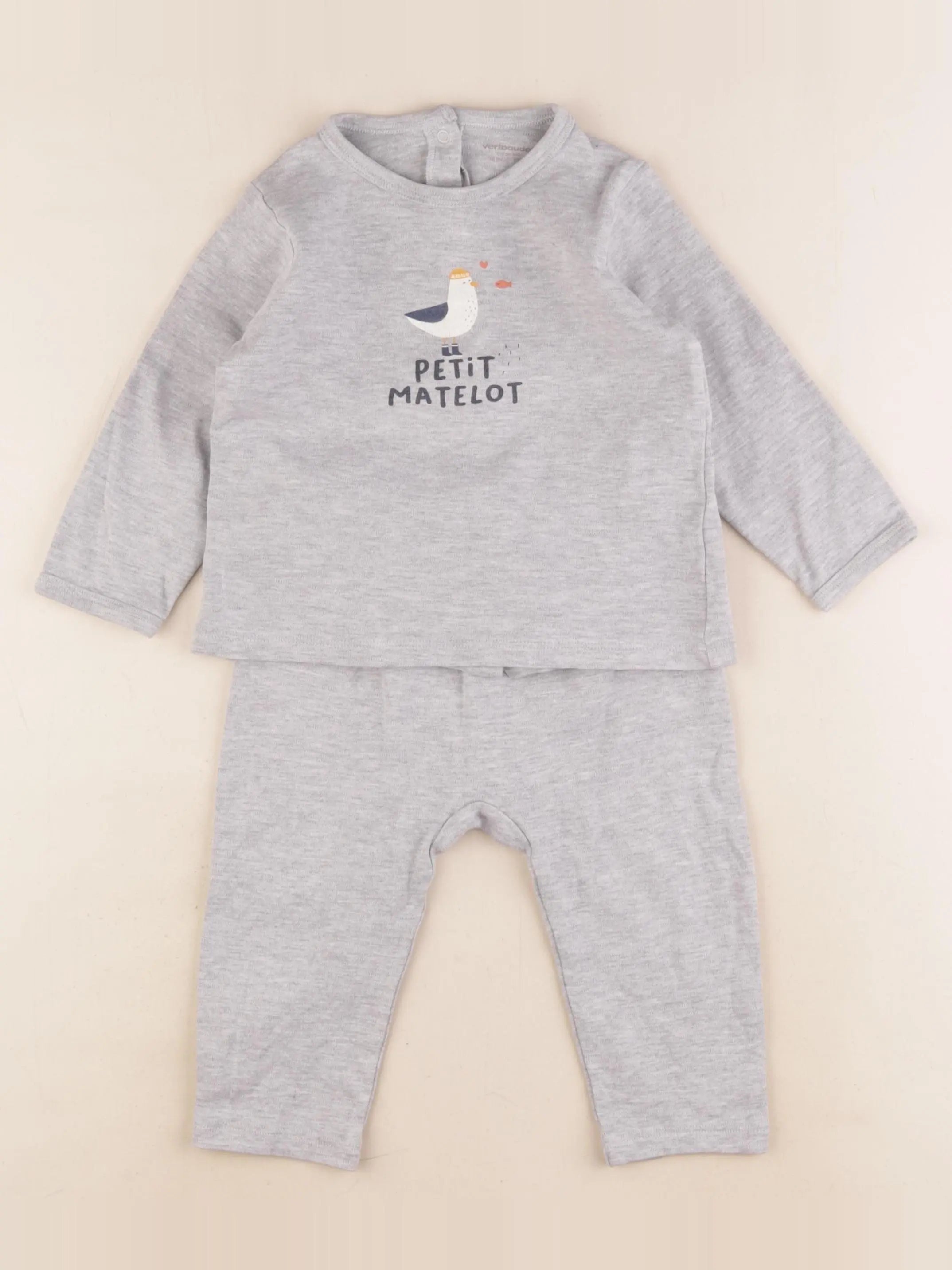 Vertbaudet - pyjama coton gris - 18 mois