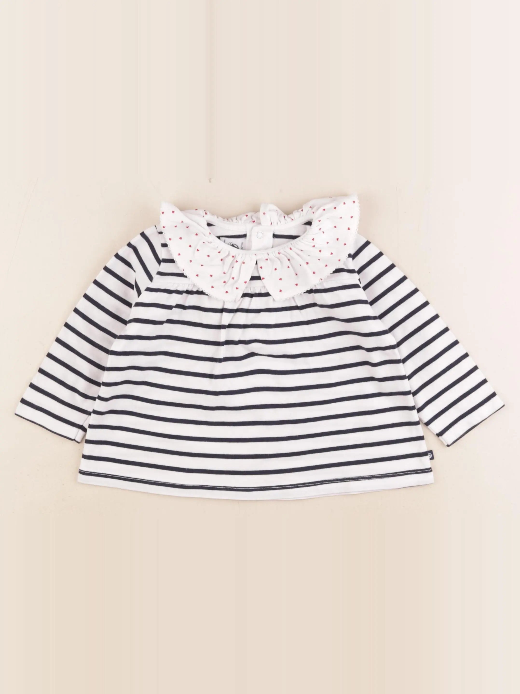 Petit Bateau - tee-shirt blanc, bleu - 18 mois