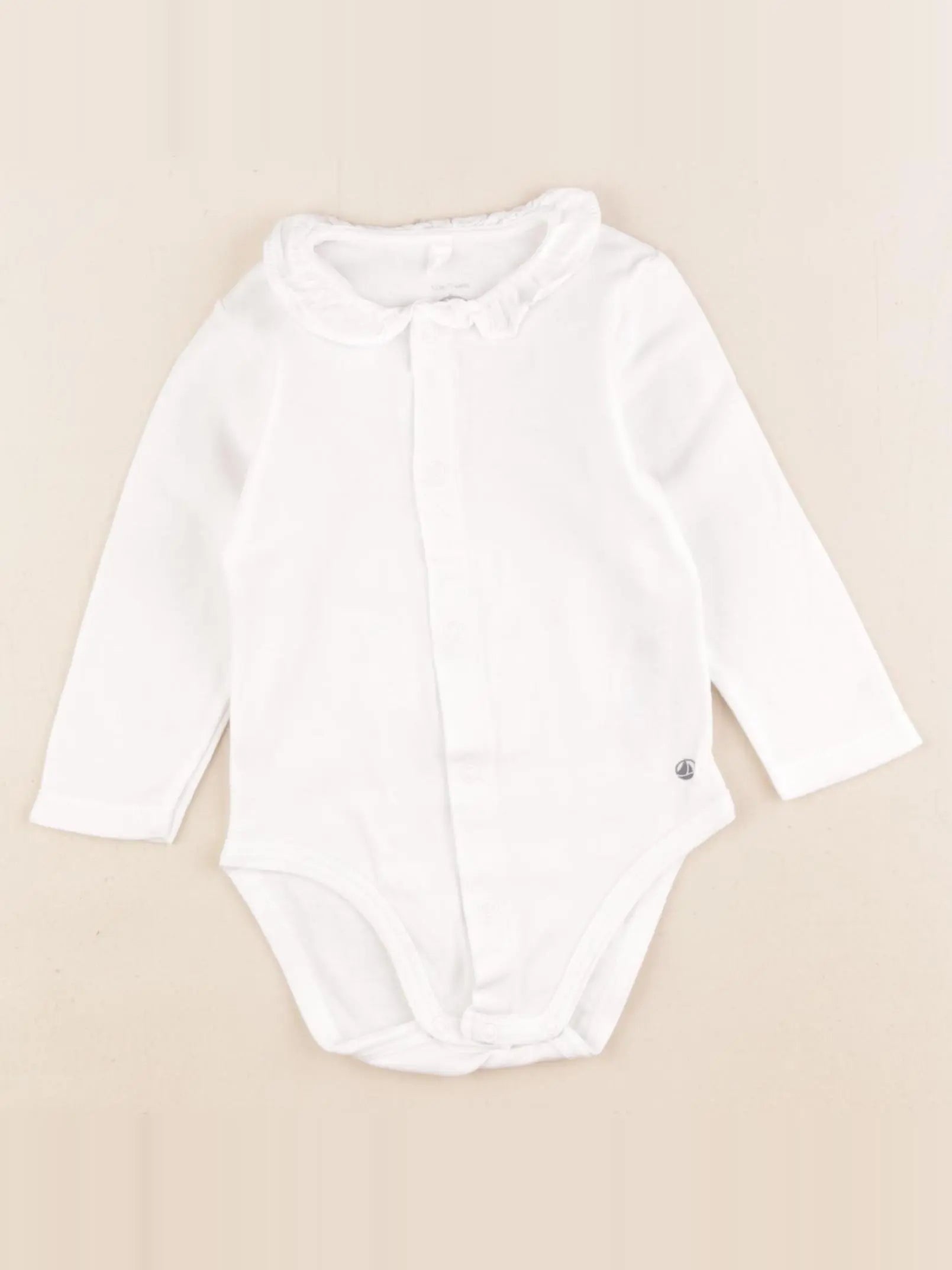 Petit Bateau - body à col blanc - 12 mois