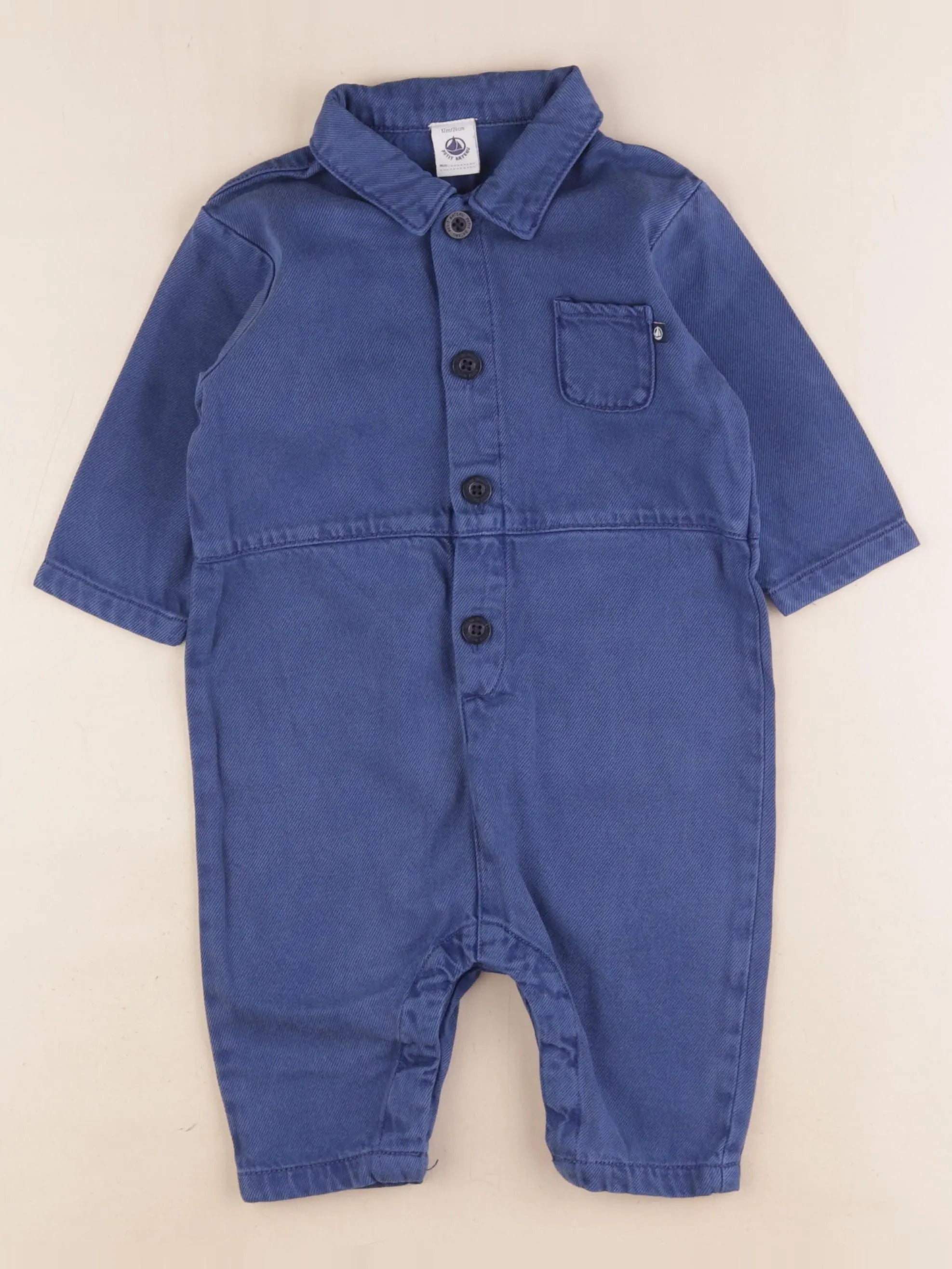Petit Bateau - combinaison bleu - 12 mois