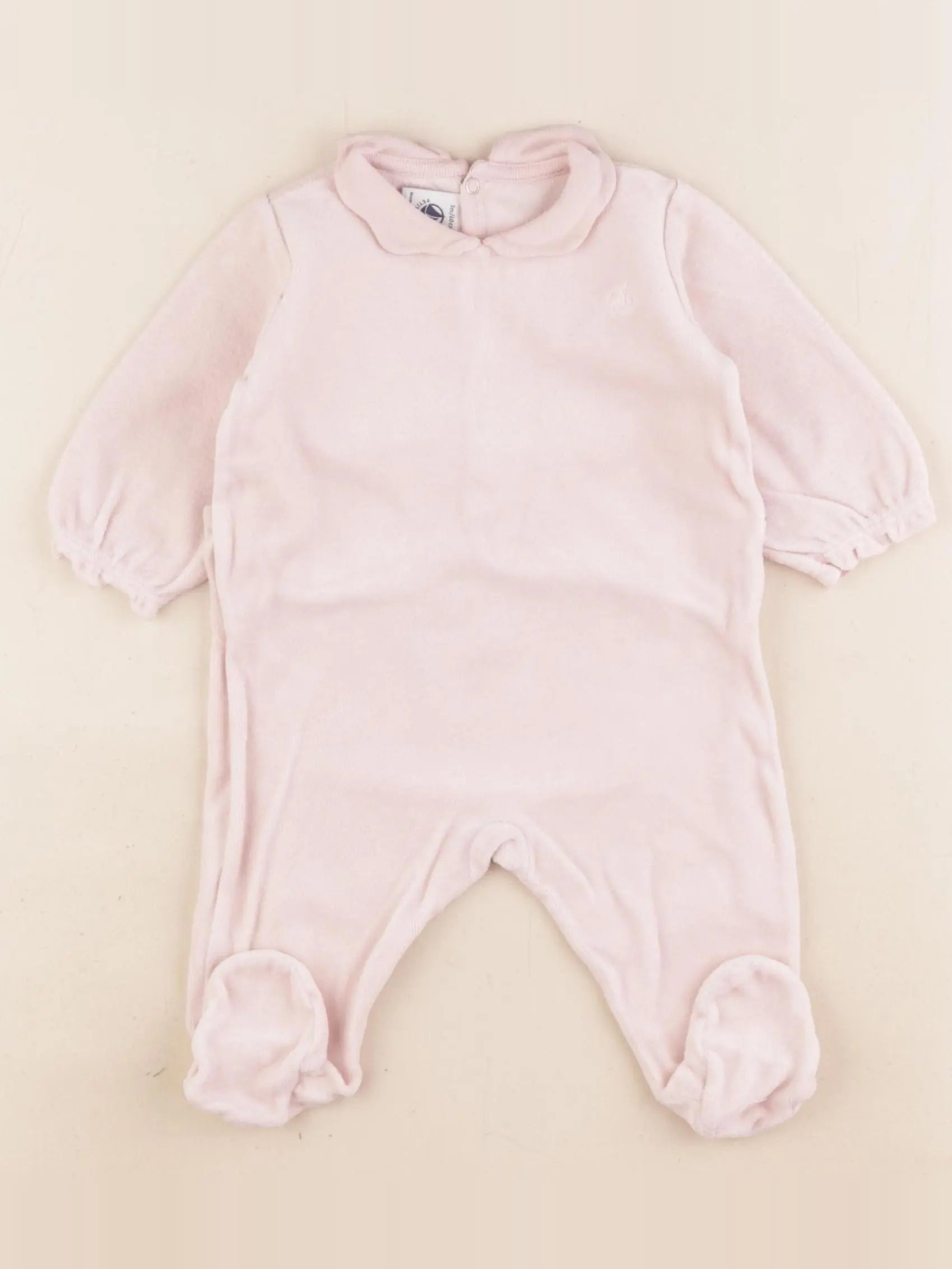 Petit Bateau - pyjama velours rose - 3 mois