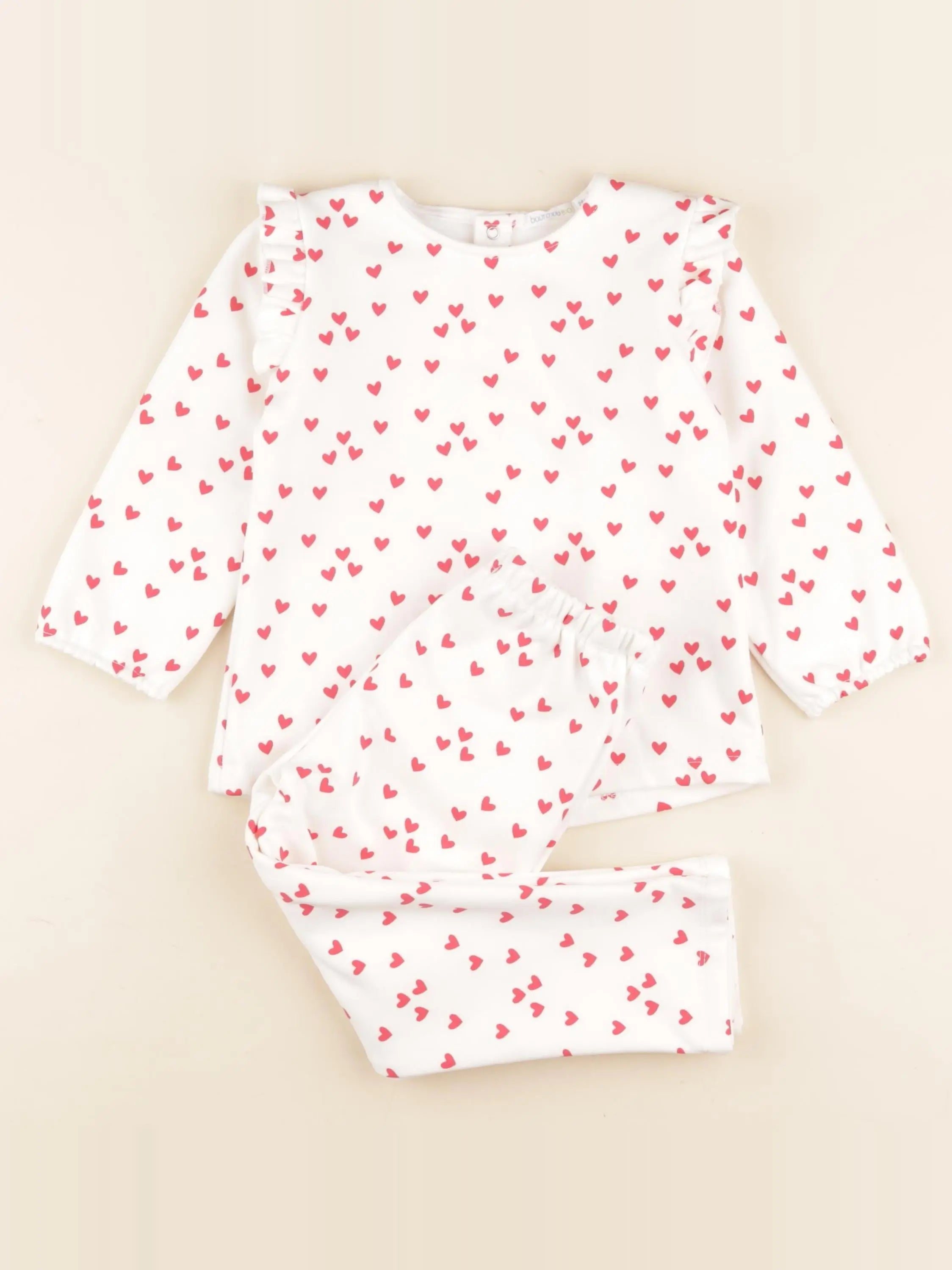 Boutchou - pyjama coton blanc, rouge - 2 ans