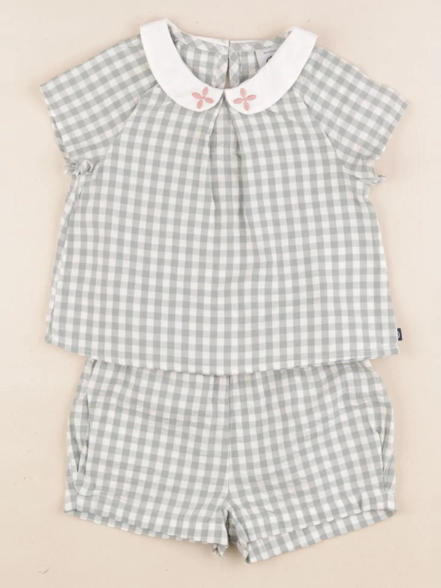 Petit Bateau - ensemble coton beige, vert - 6 mois