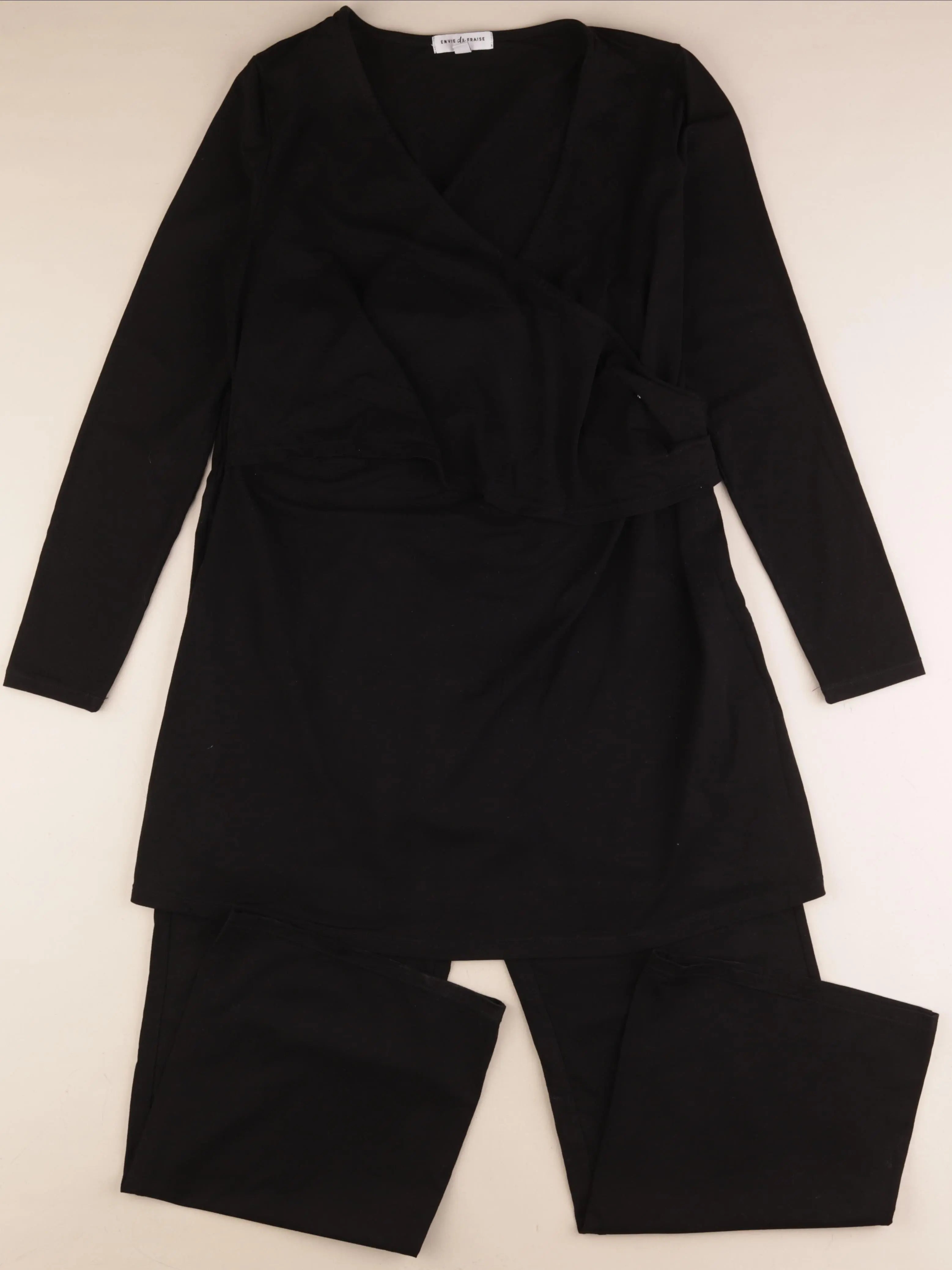 Envie de fraise - pyjama grossesse, allaitement coton noir - 38 à 40