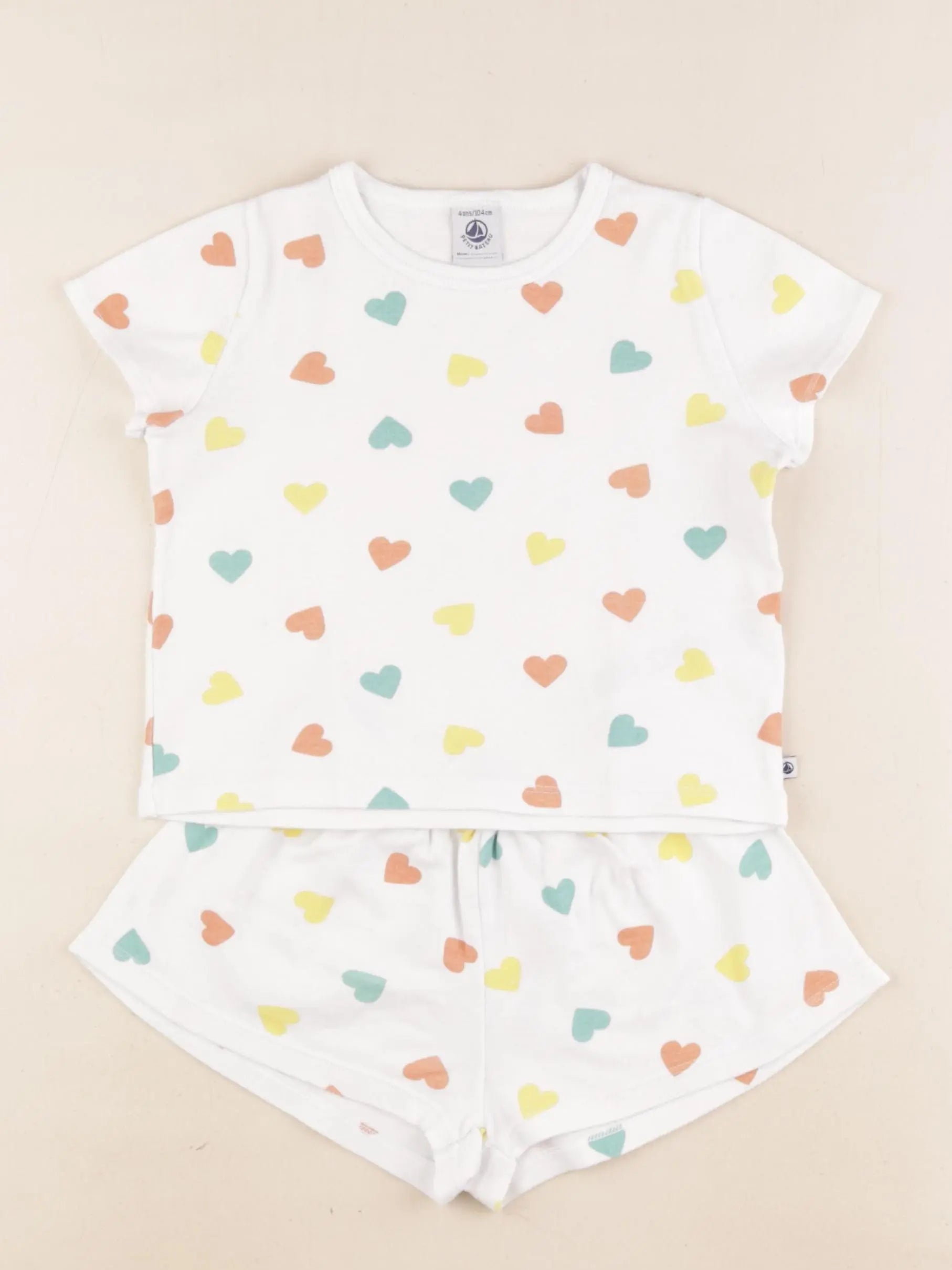 Petit Bateau - pyjama coton blanc, jaune - 4 ans