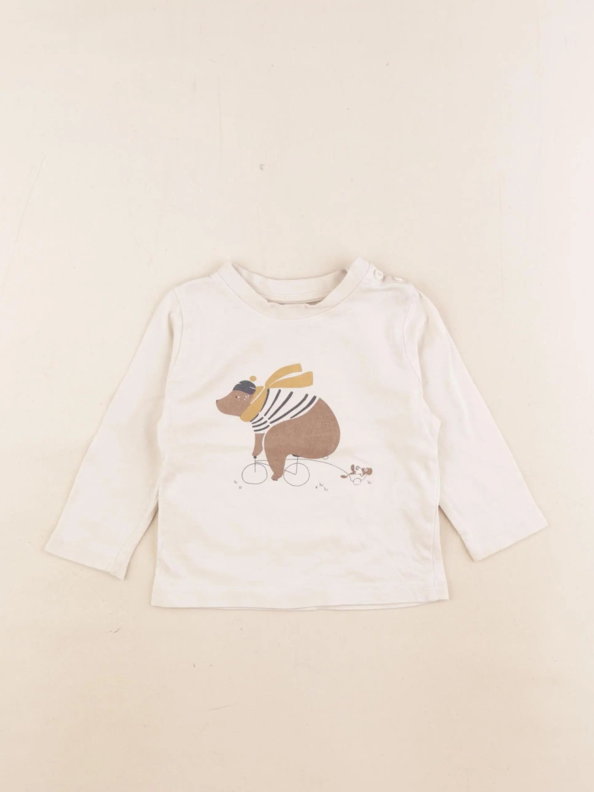 Vertbaudet - tee-shirt beige - 9 mois