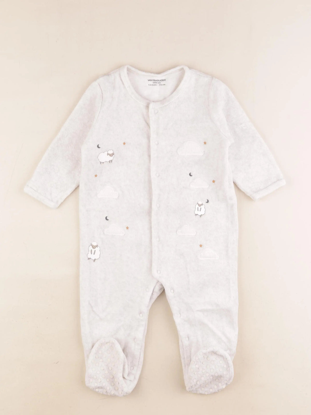 Vertbaudet - pyjama velours gris - 12 mois