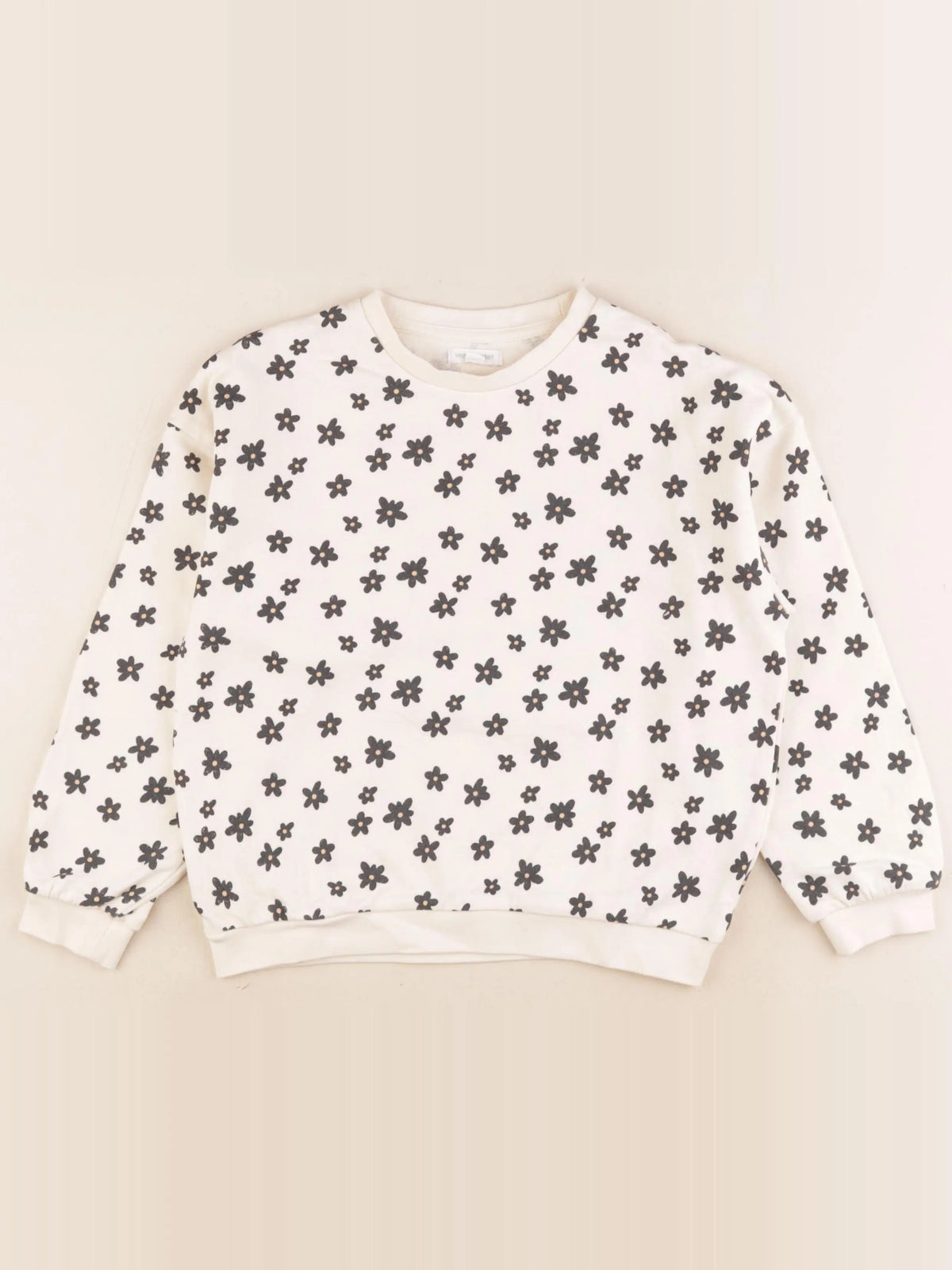 Vertbaudet - sweat beige, noir - 8 ans