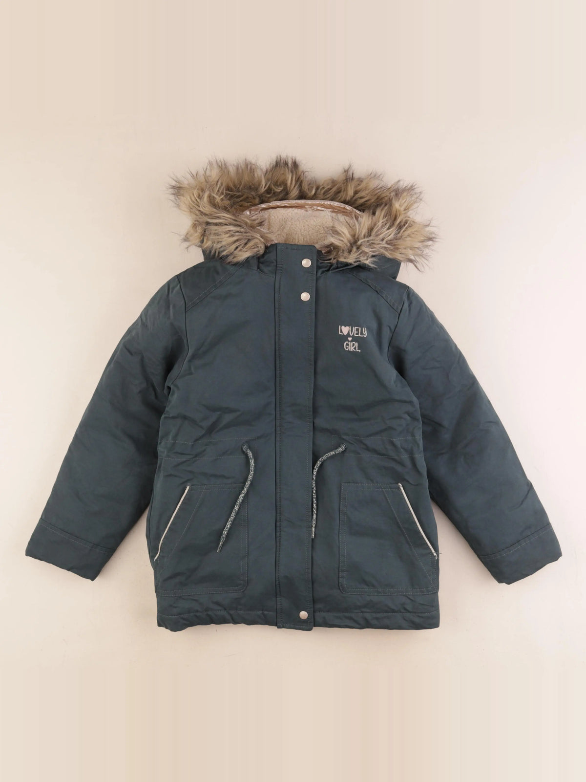 Vertbaudet - parka doublure amovible vert - 8 ans
