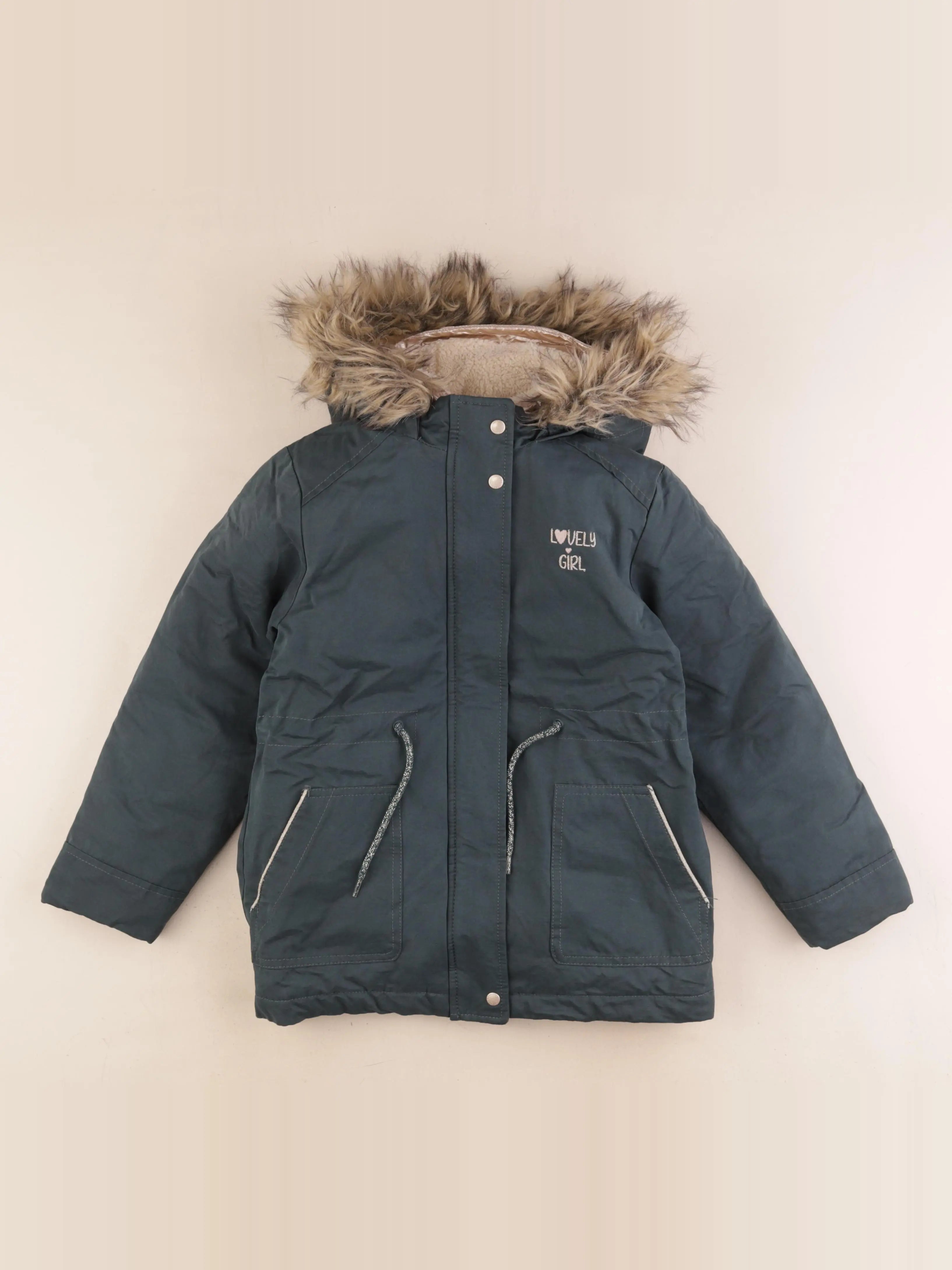 Vertbaudet - parka doublure amovible vert - 8 ans