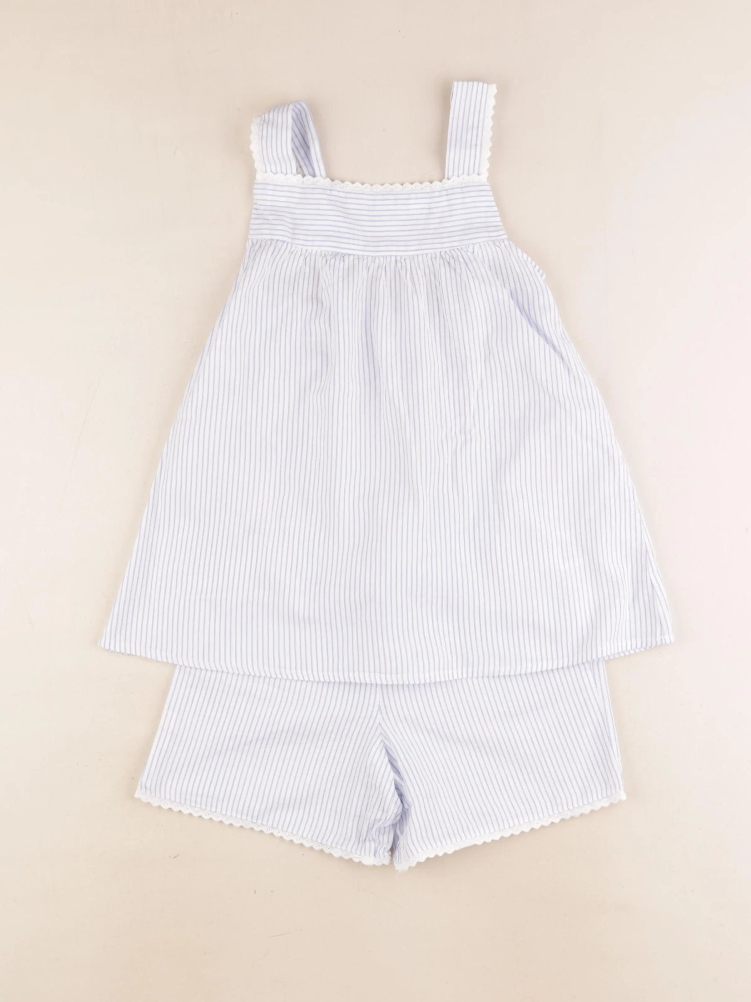 Vertbaudet - pyjama coton bleu, blanc - 8 ans