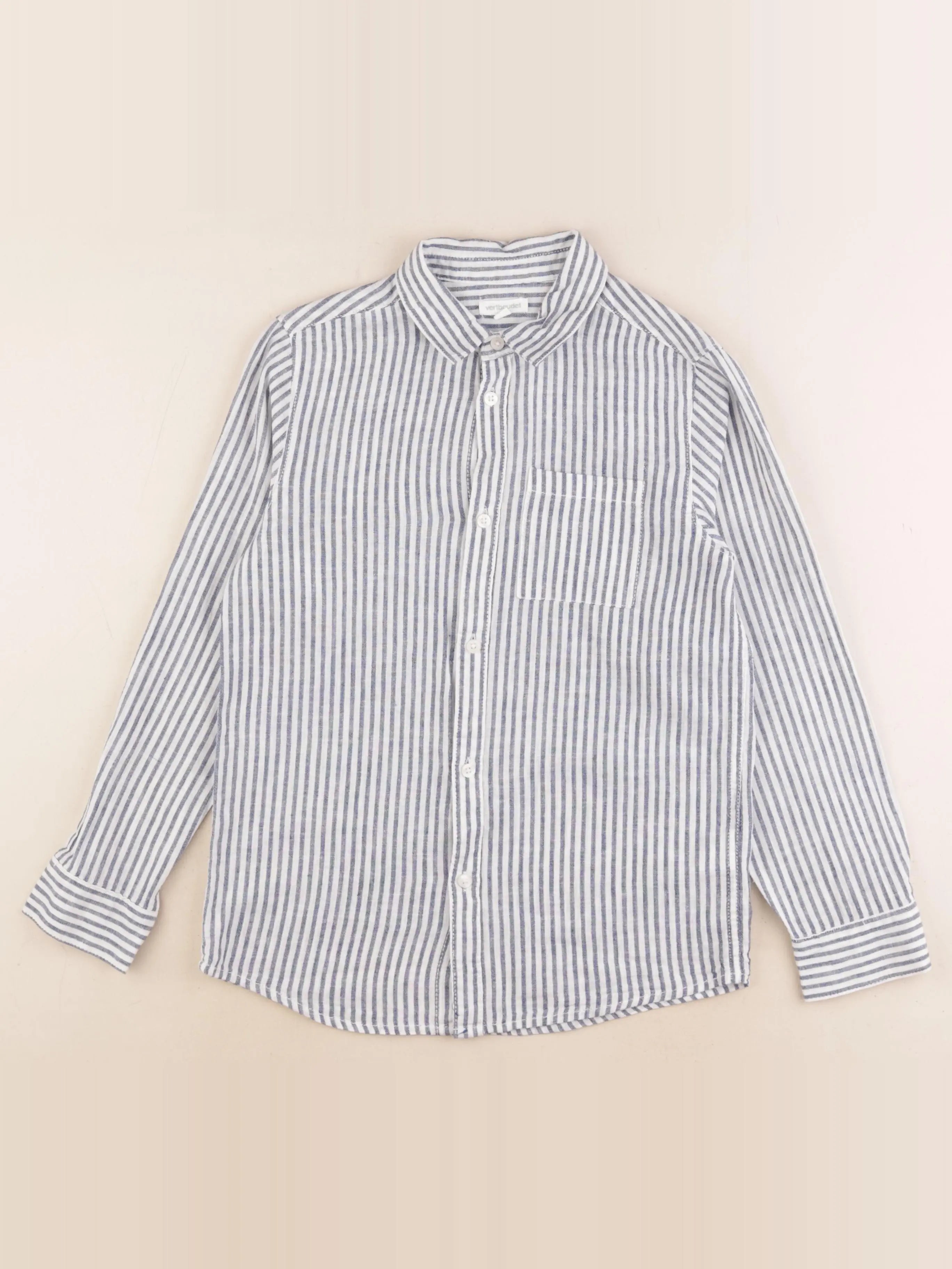 Vertbaudet - chemise blanc, bleu - 10 ans