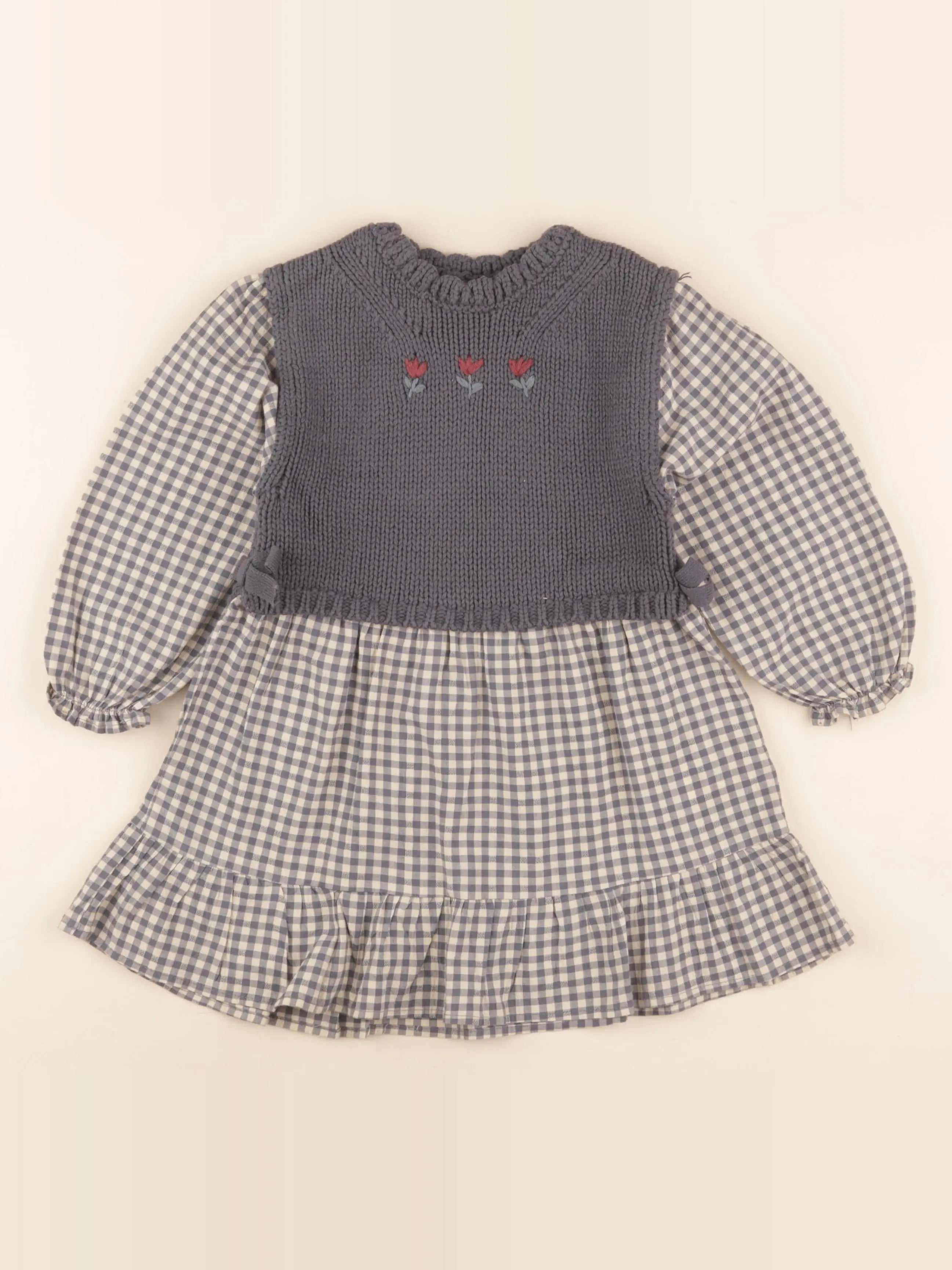 Zara - robe gris, bleu - 3 ans