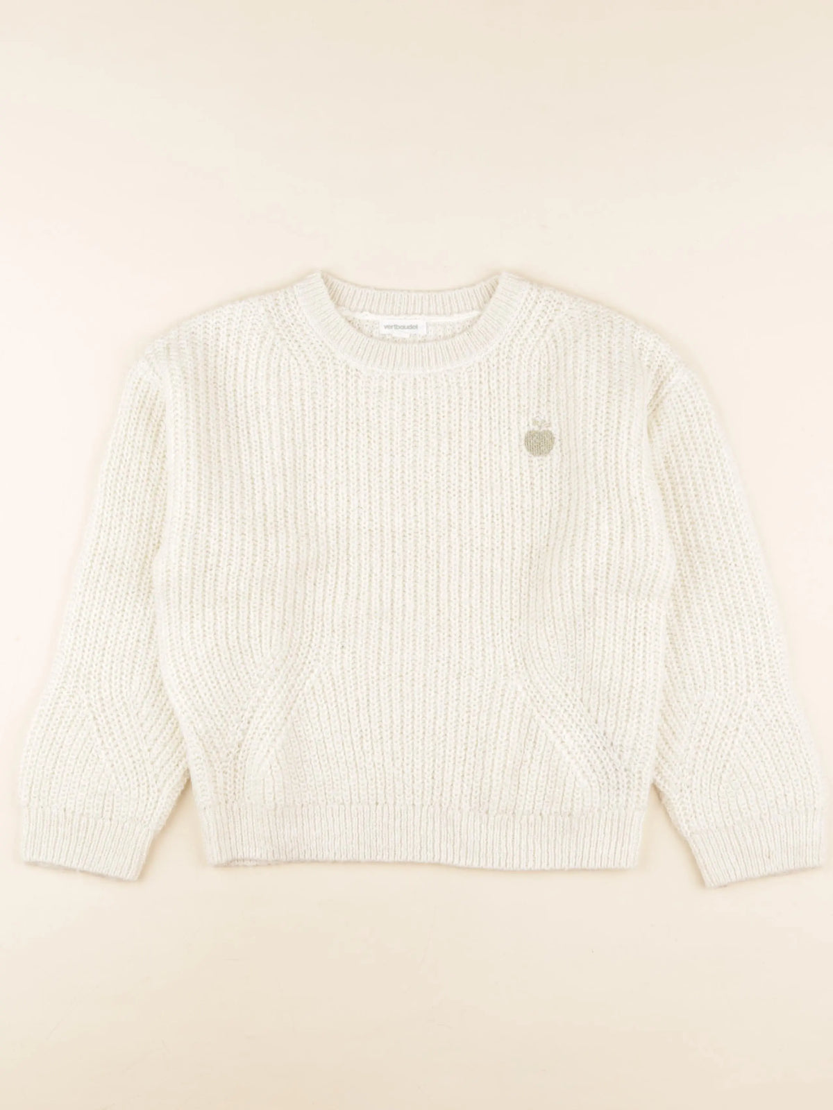 Vertbaudet - pull blanc, or - 8 ans