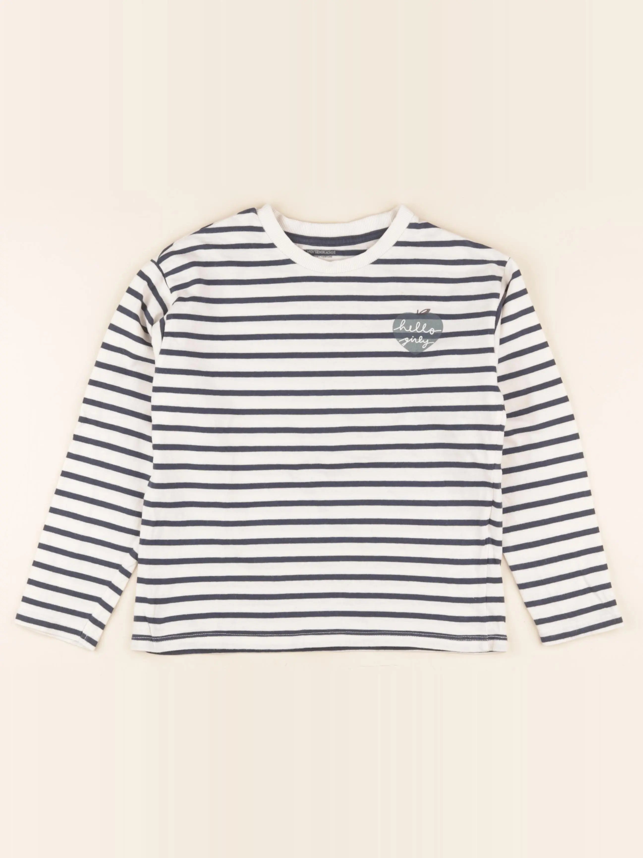 Vertbaudet - tee-shirt blanc, bleu - 8 ans