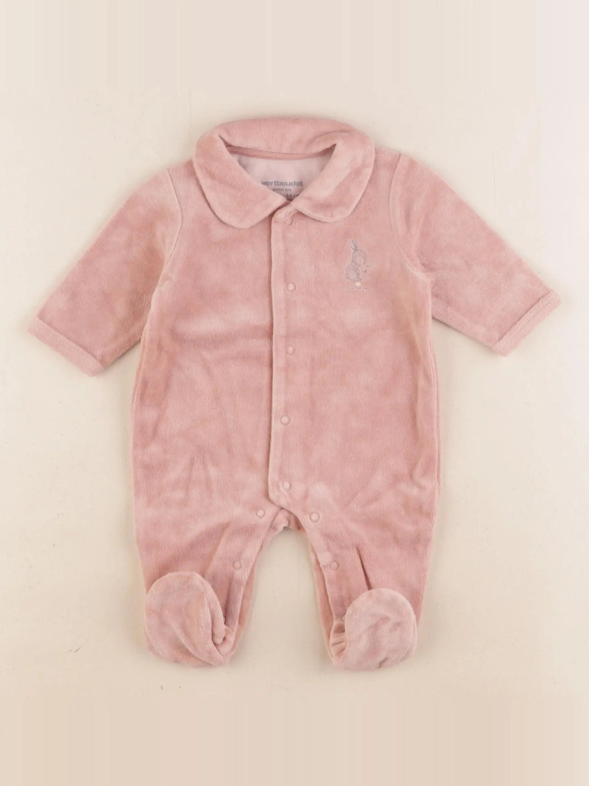 Vertbaudet - pyjama velours rose - 1 mois