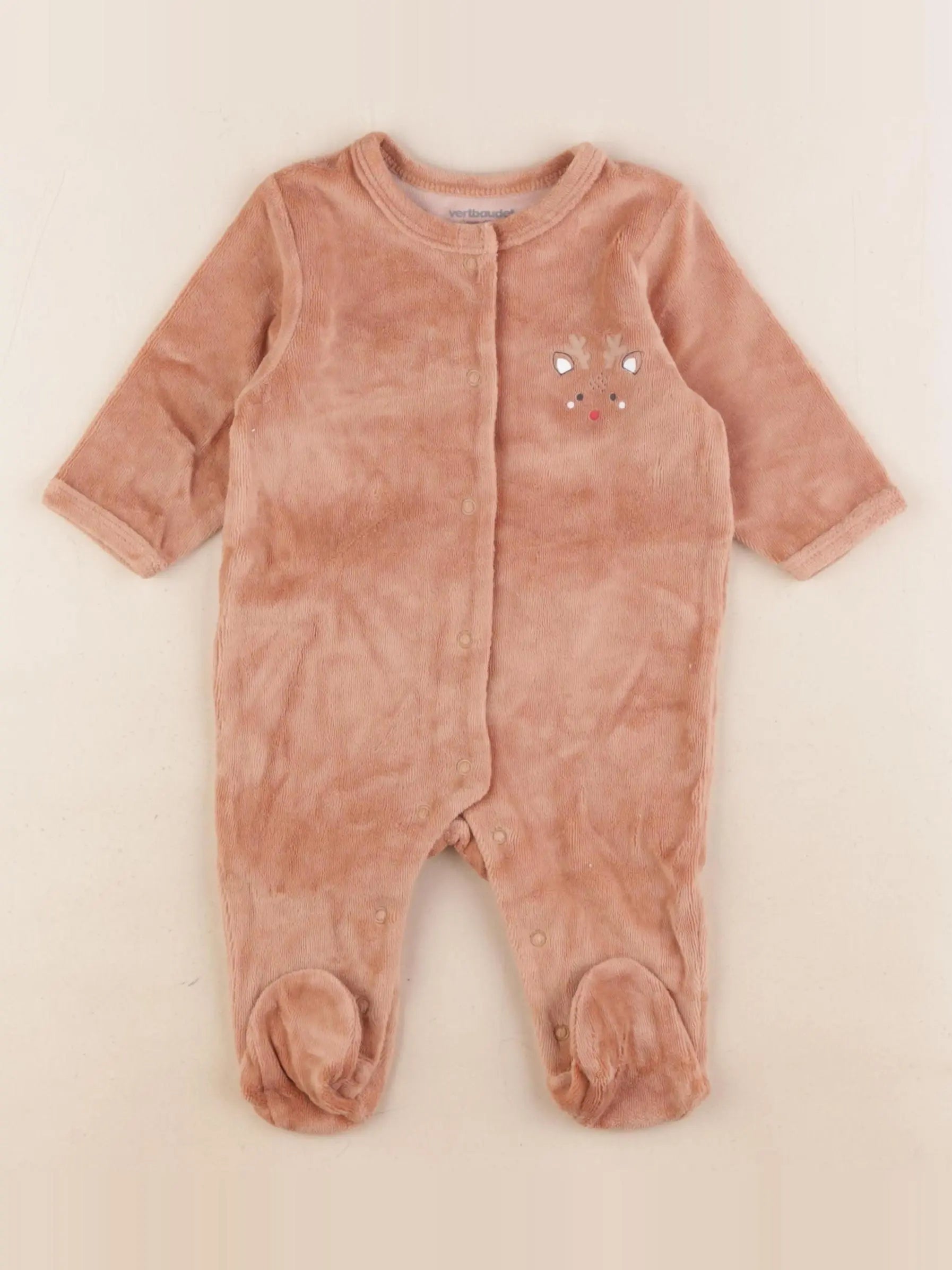 Vertbaudet - pyjama velours marron - 3 mois