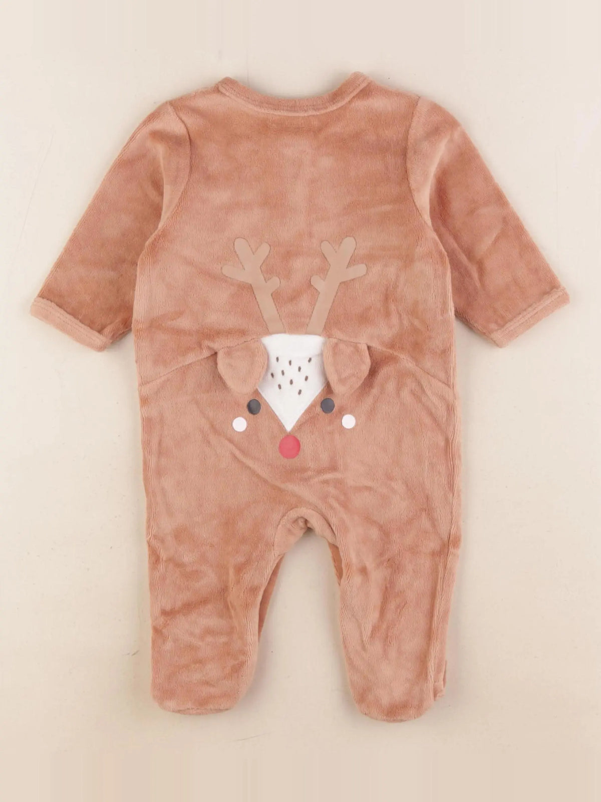 Vertbaudet - pyjama velours marron - 3 mois